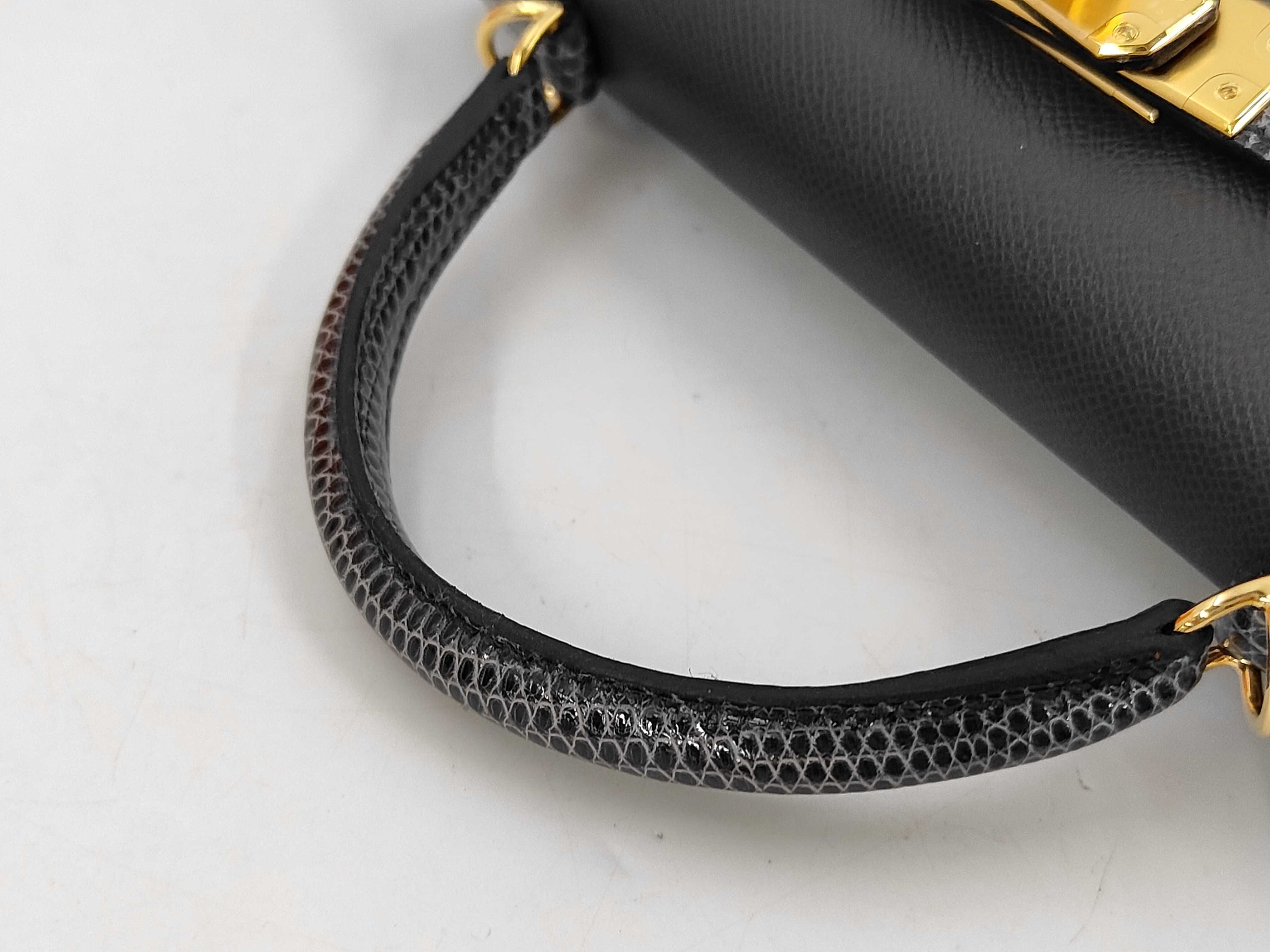 Mini Kelly de Touch Graphite Veau Madame/Lizard Gold Hardware B Stamp Handbag — view 3