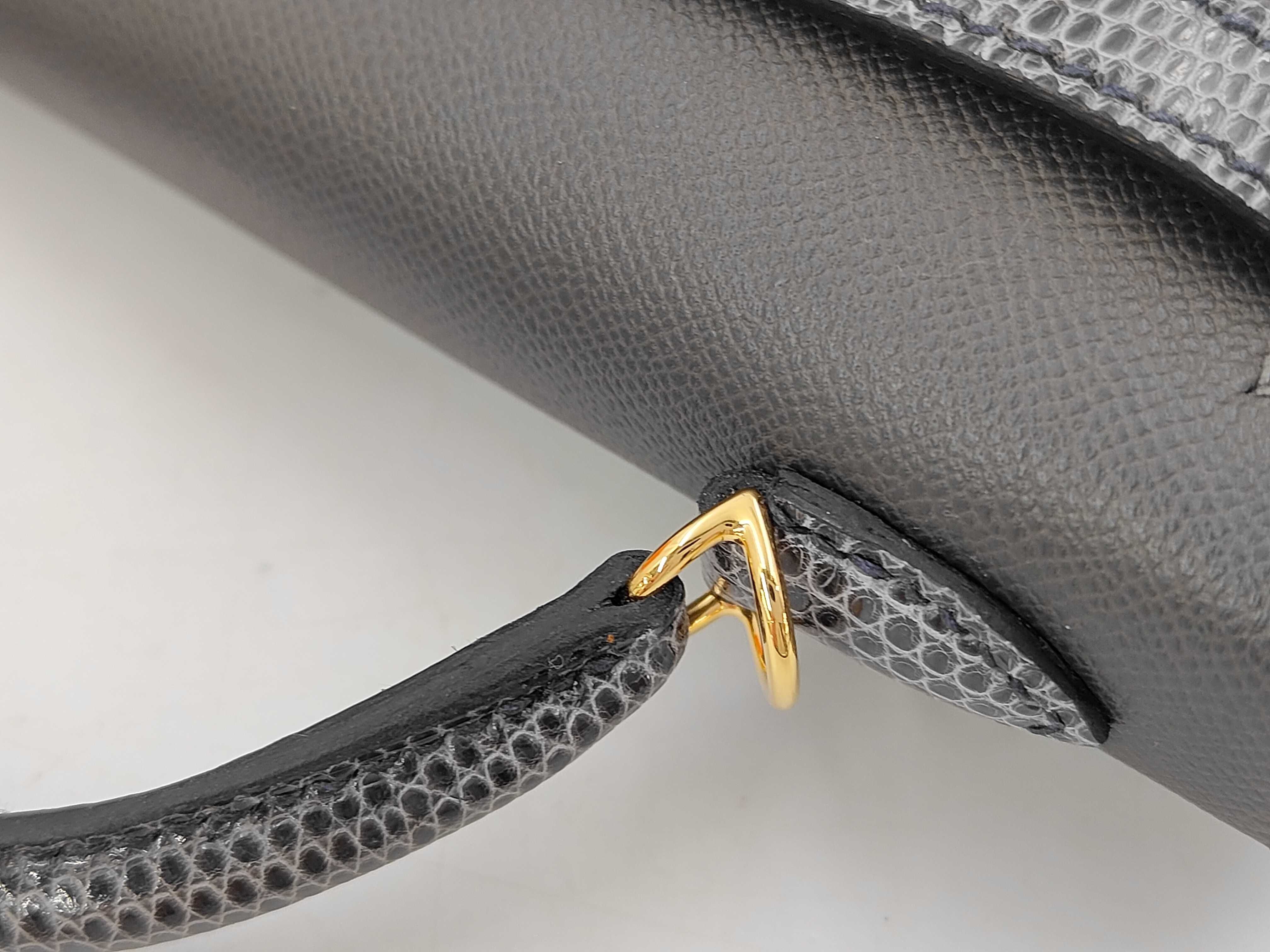 Mini Kelly de Touch Graphite Veau Madame/Lizard Gold Hardware B Stamp Handbag — view 5