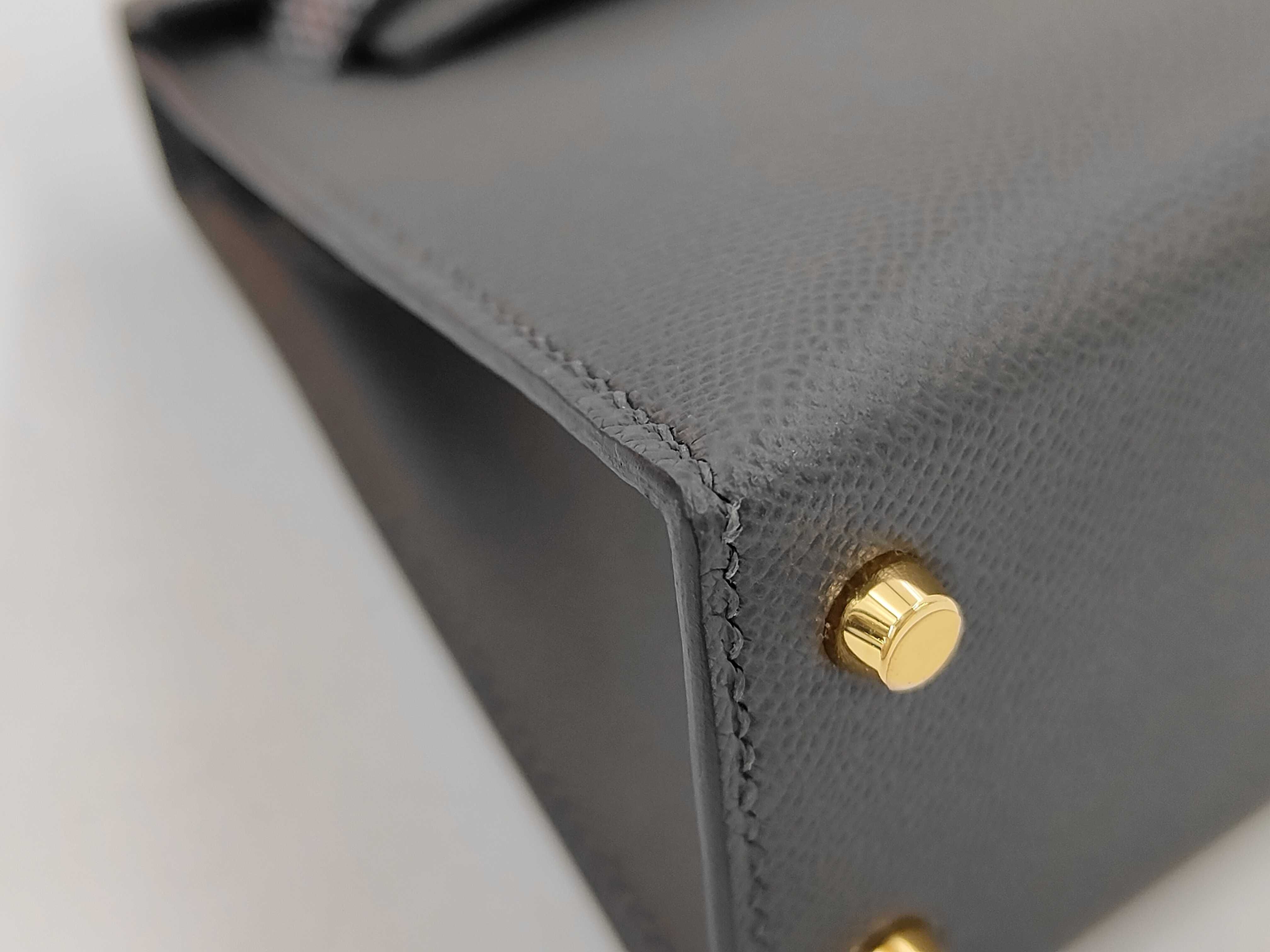 Mini Kelly de Touch Graphite Veau Madame/Lizard Gold Hardware B Stamp Handbag — view 6