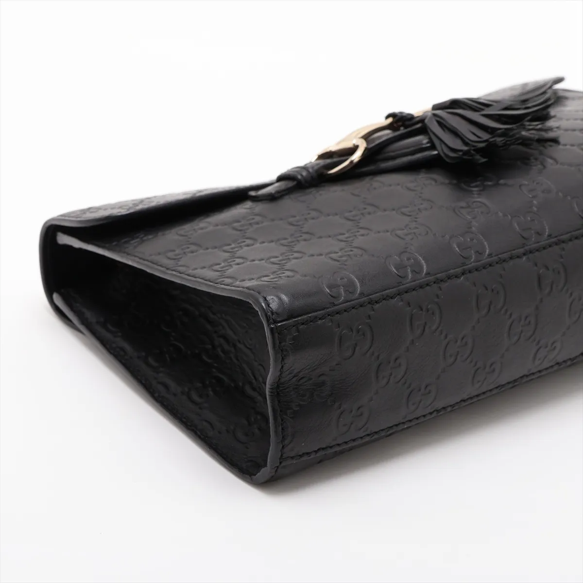 Guccissima Emilie 295402 Leather Chain Shoulder Bag, Black — view 4