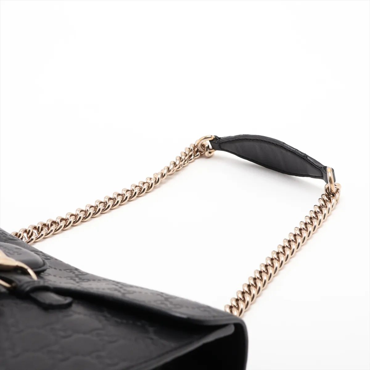 Guccissima Emilie 295402 Leather Chain Shoulder Bag, Black — view 5