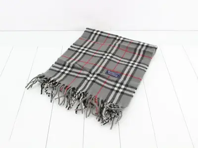 Nova Check Scarf, Gray, 100% Wool