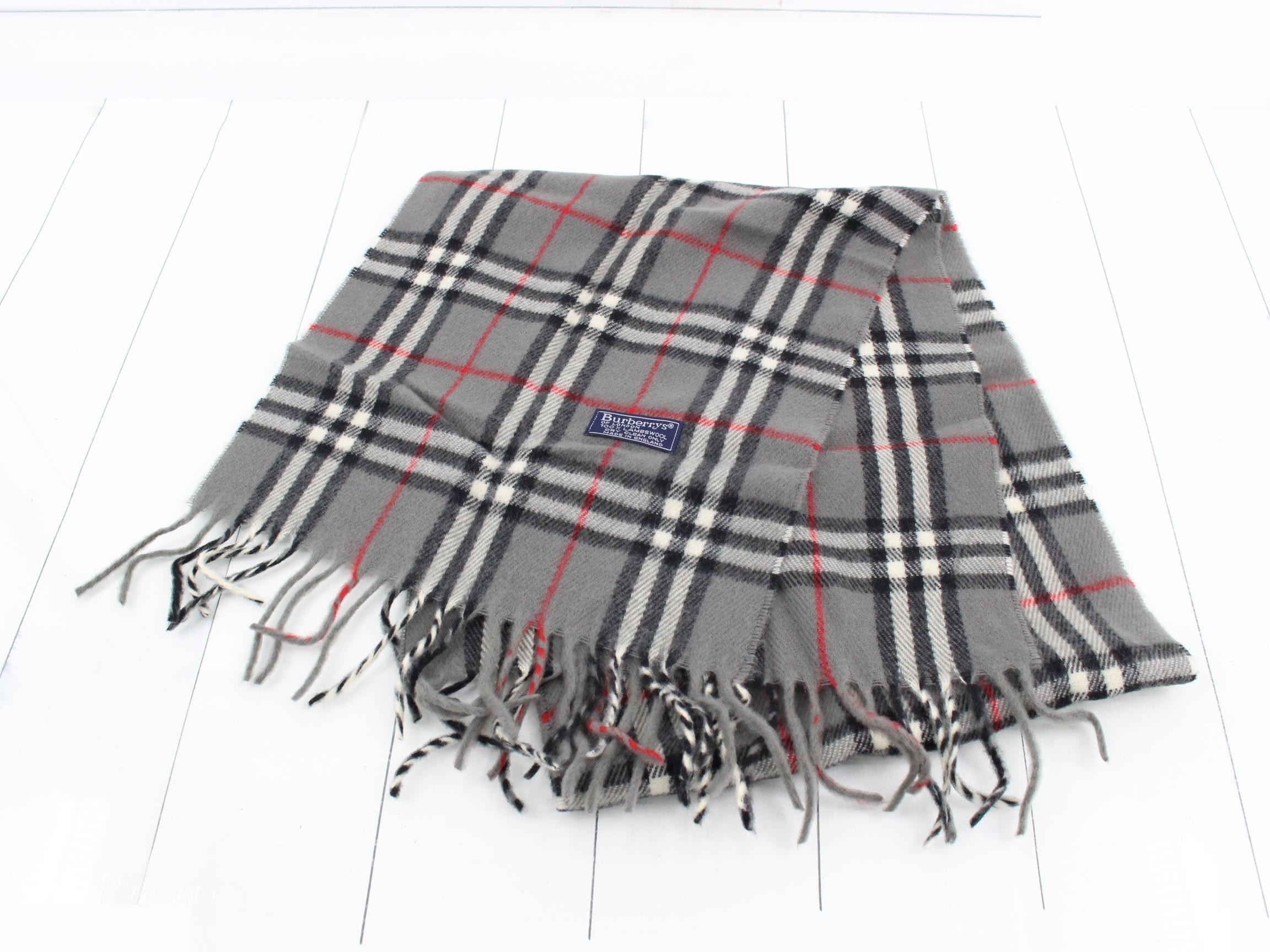 Nova Check Scarf, Gray, 100% Wool — view 2