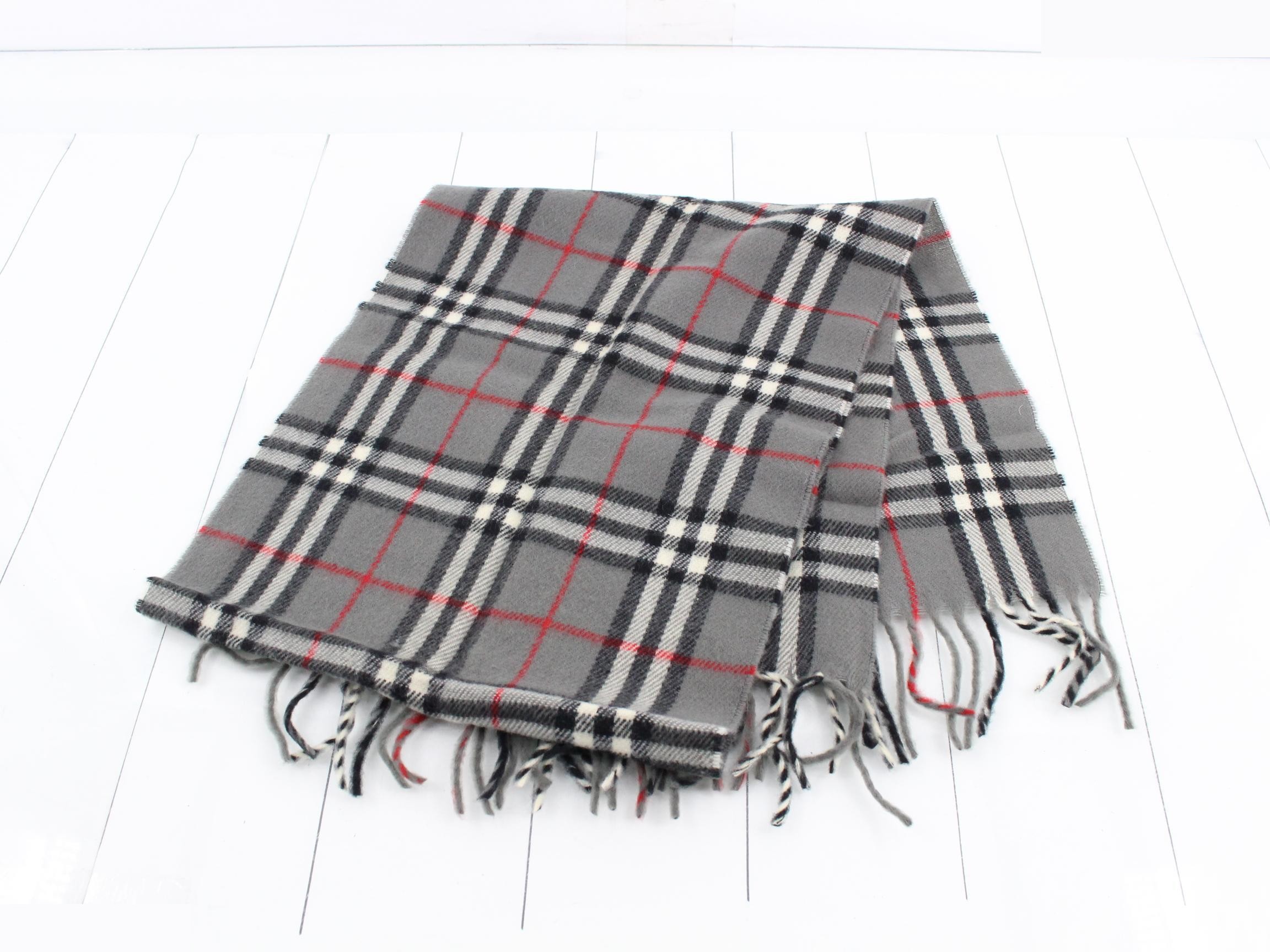 Nova Check Scarf, Gray, 100% Wool — view 3