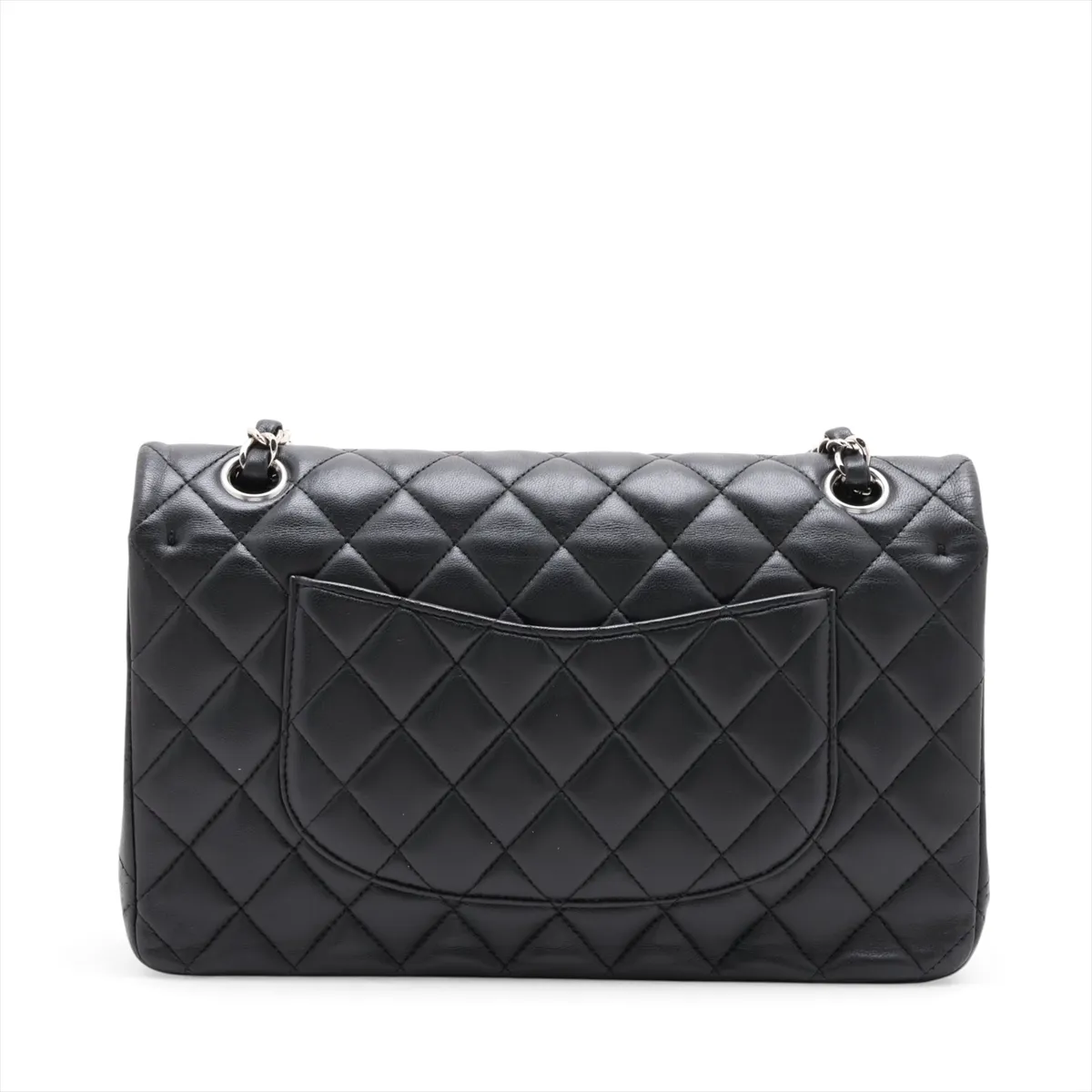 Matelassé 25 Lambskin Double Flap Double Chain Bag, Black with Silver Hardware, Serial Number 26-series, A01112 — view 2