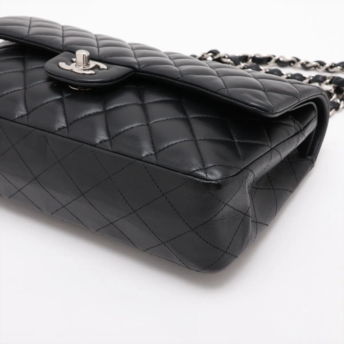 Matelassé 25 Lambskin Double Flap Double Chain Bag, Black with Silver Hardware, Serial Number 26-series, A01112 — view 3