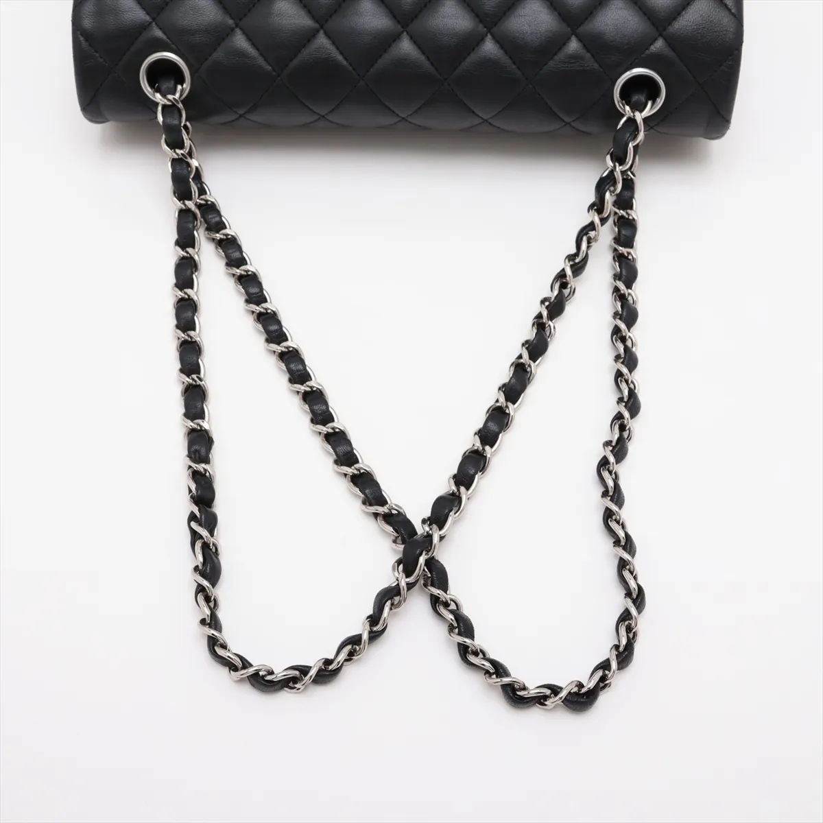 Matelassé 25 Lambskin Double Flap Double Chain Bag, Black with Silver Hardware, Serial Number 26-series, A01112 — view 5