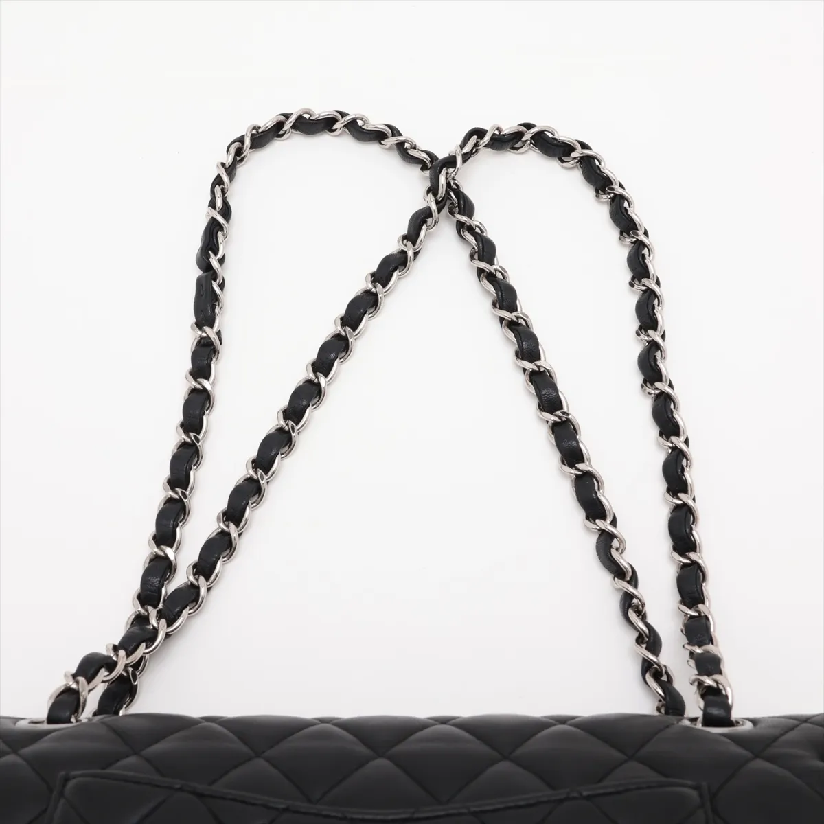 Matelassé 25 Lambskin Double Flap Double Chain Bag, Black with Silver Hardware, Serial Number 26-series, A01112 — view 6