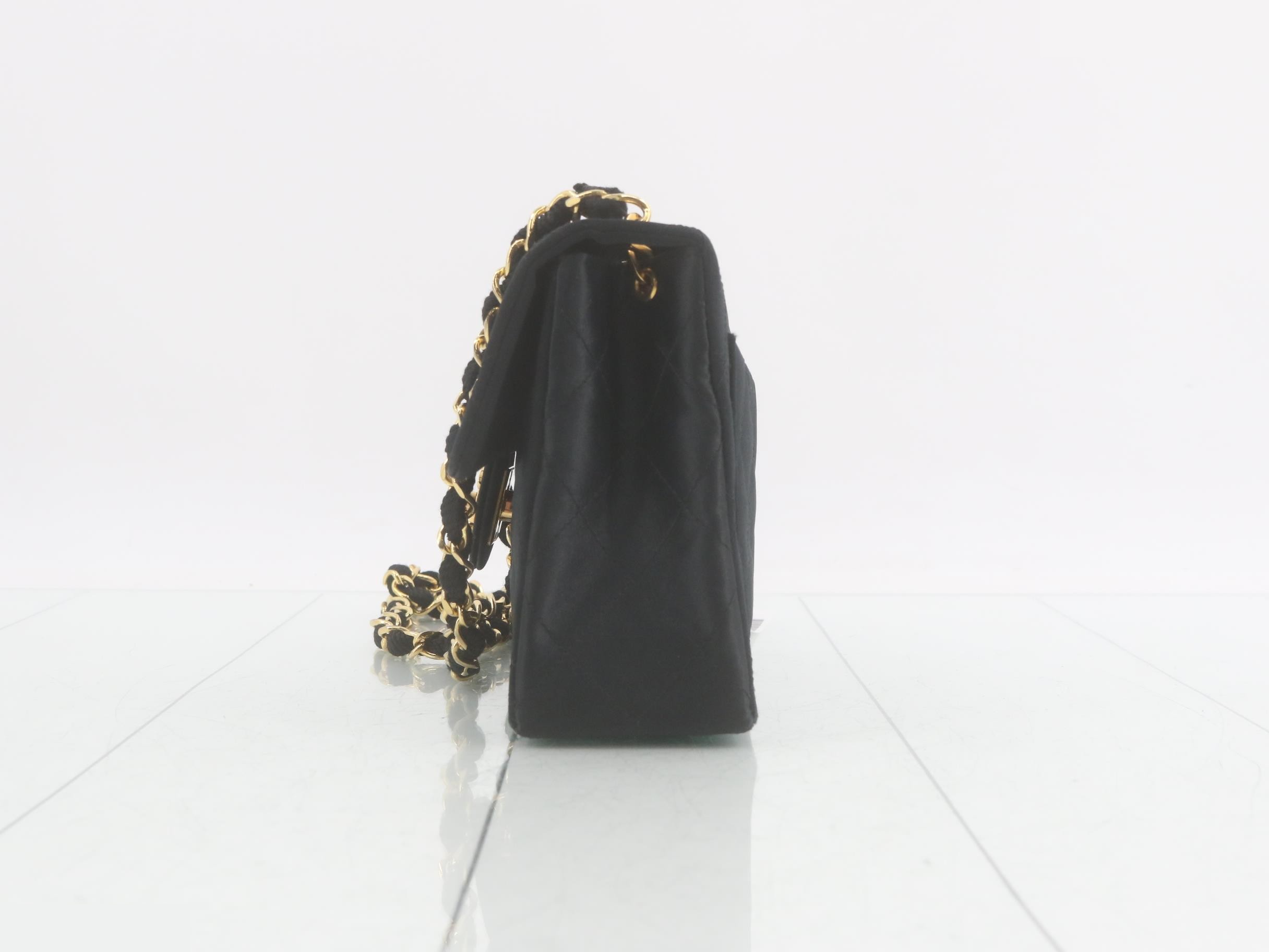 Matelassé 17 Classic Chain Shoulder Bag, Satin, Black, Serial Number 0, W17cm — view 3