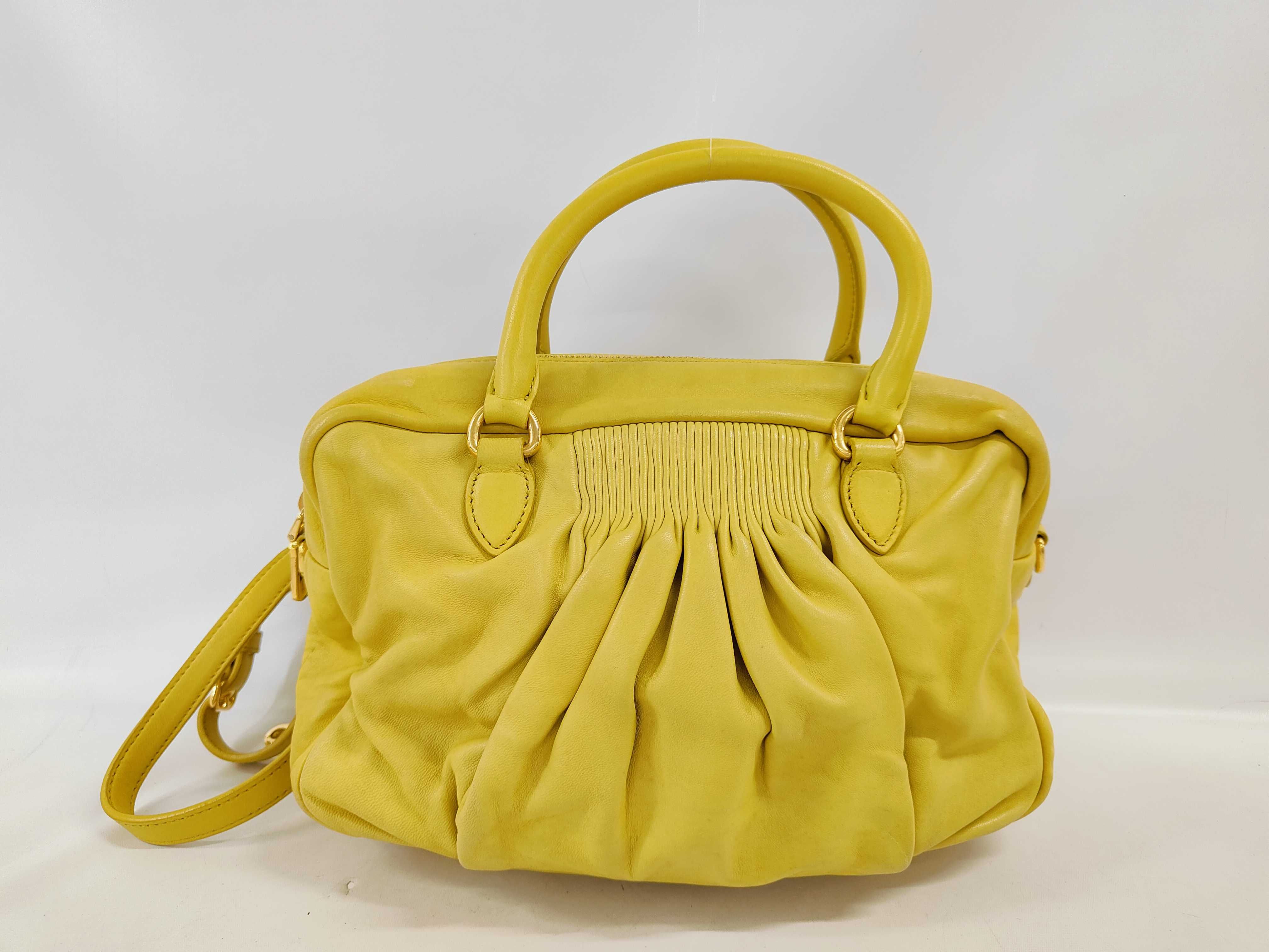 SG-Plong? gathered leather handbag, yellow.