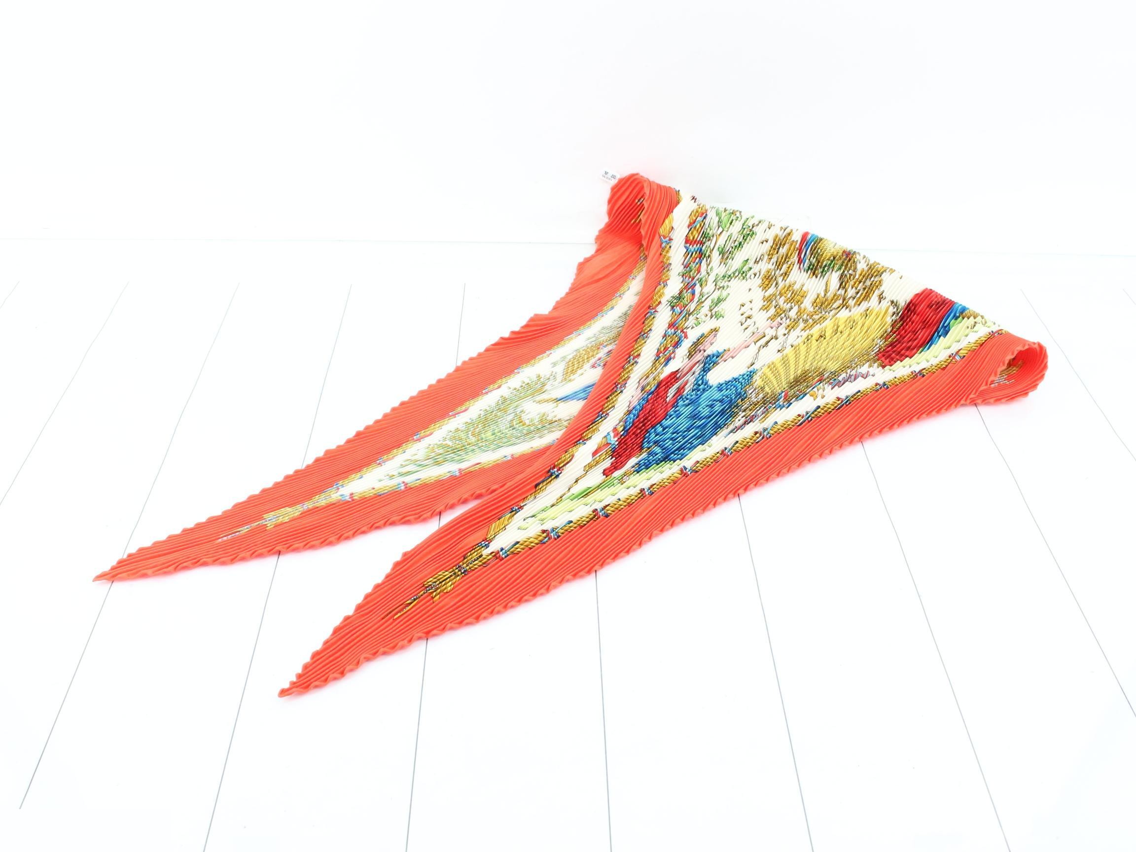 Unused, stored item: French Revolution pleated silk scarf with tags.