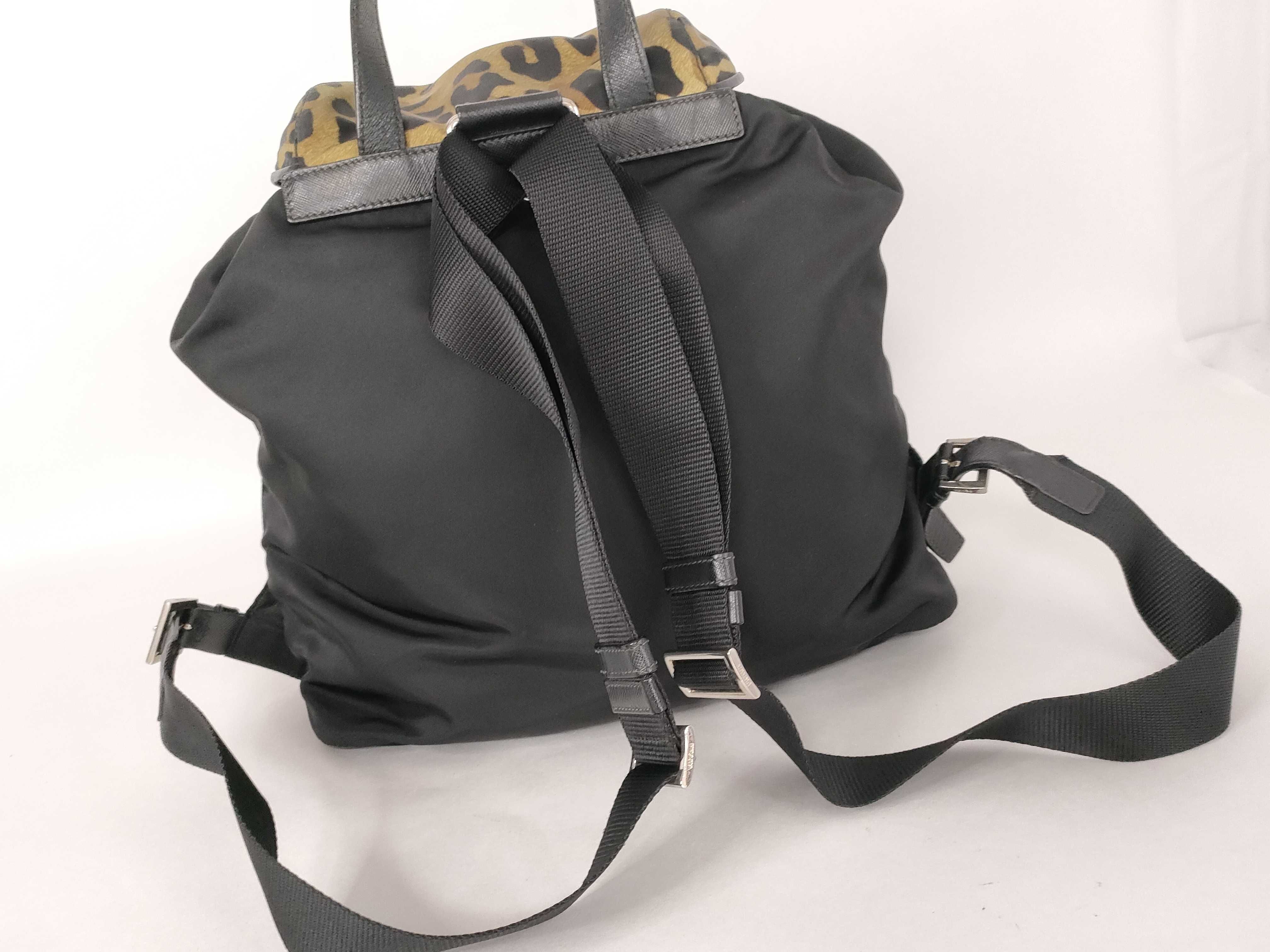 Nylon Prada 1BZ811 Saffiano Backpack Leopard Print Rucksack — view 3
