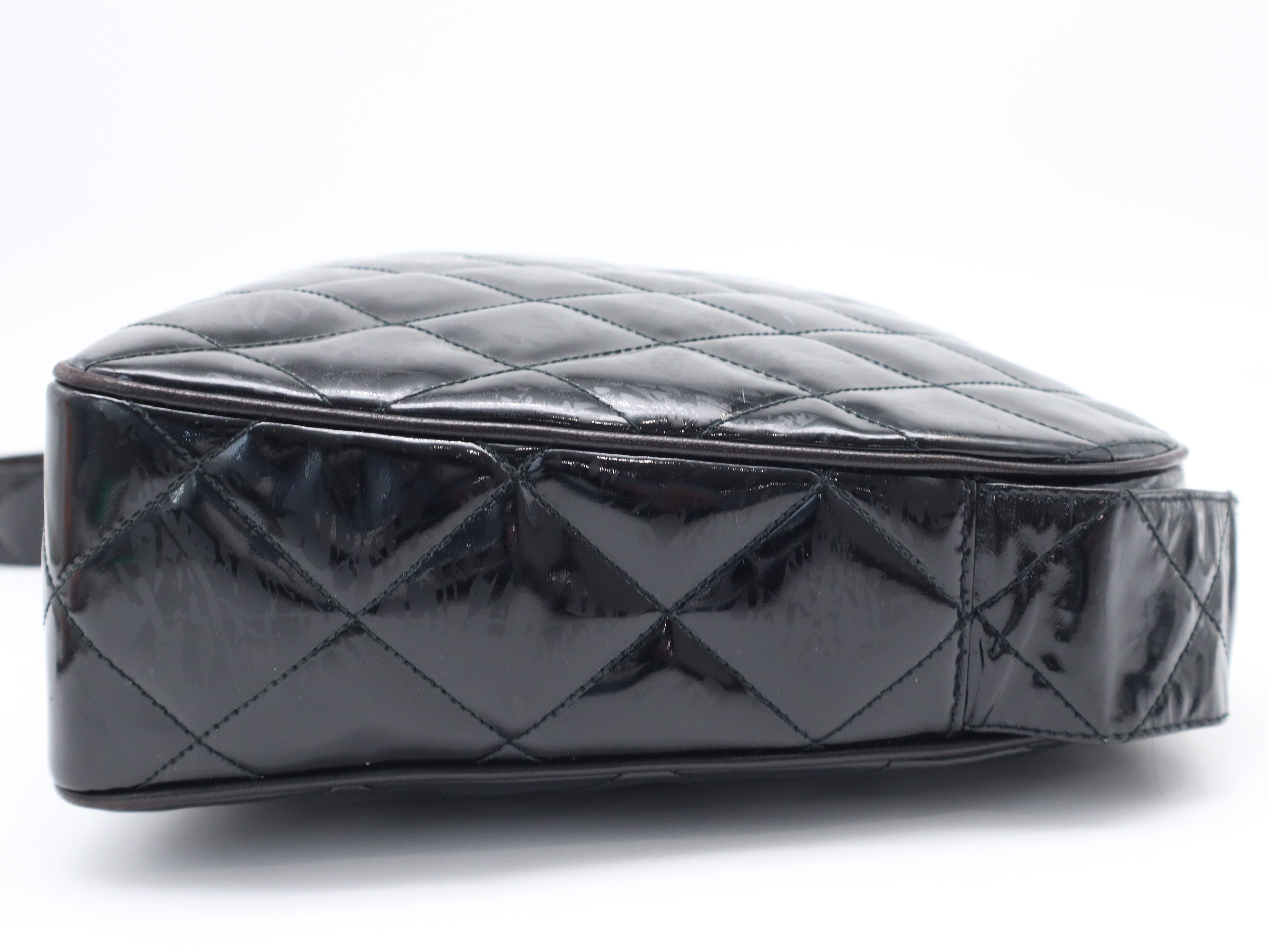 Patent Leather Matelassé Shoulder Bag with Gold Hardware, Black Seal, 3842843 Shoulder Bag — view 5