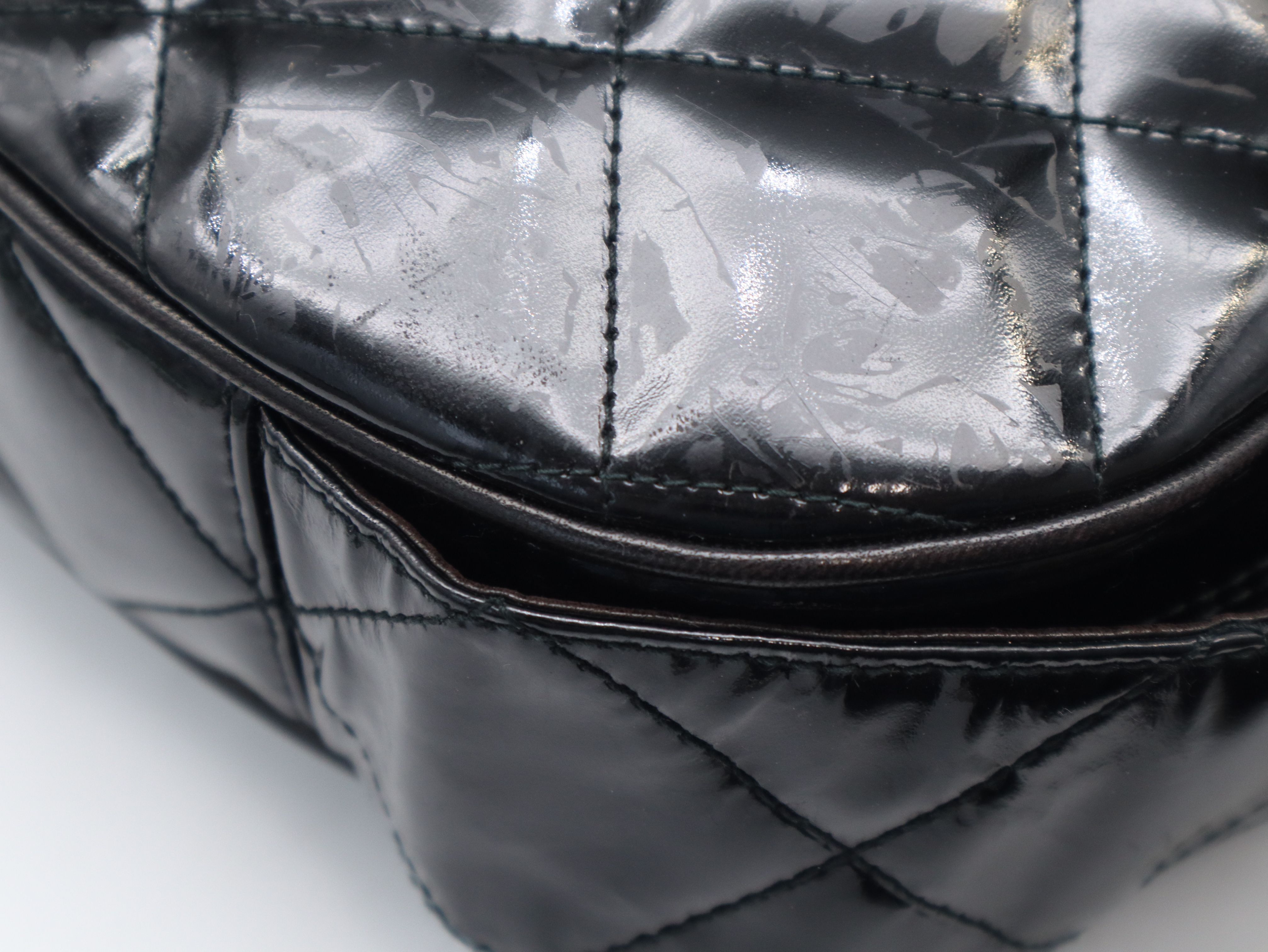 Patent Leather Matelassé Shoulder Bag with Gold Hardware, Black Seal, 3842843 Shoulder Bag — view 7