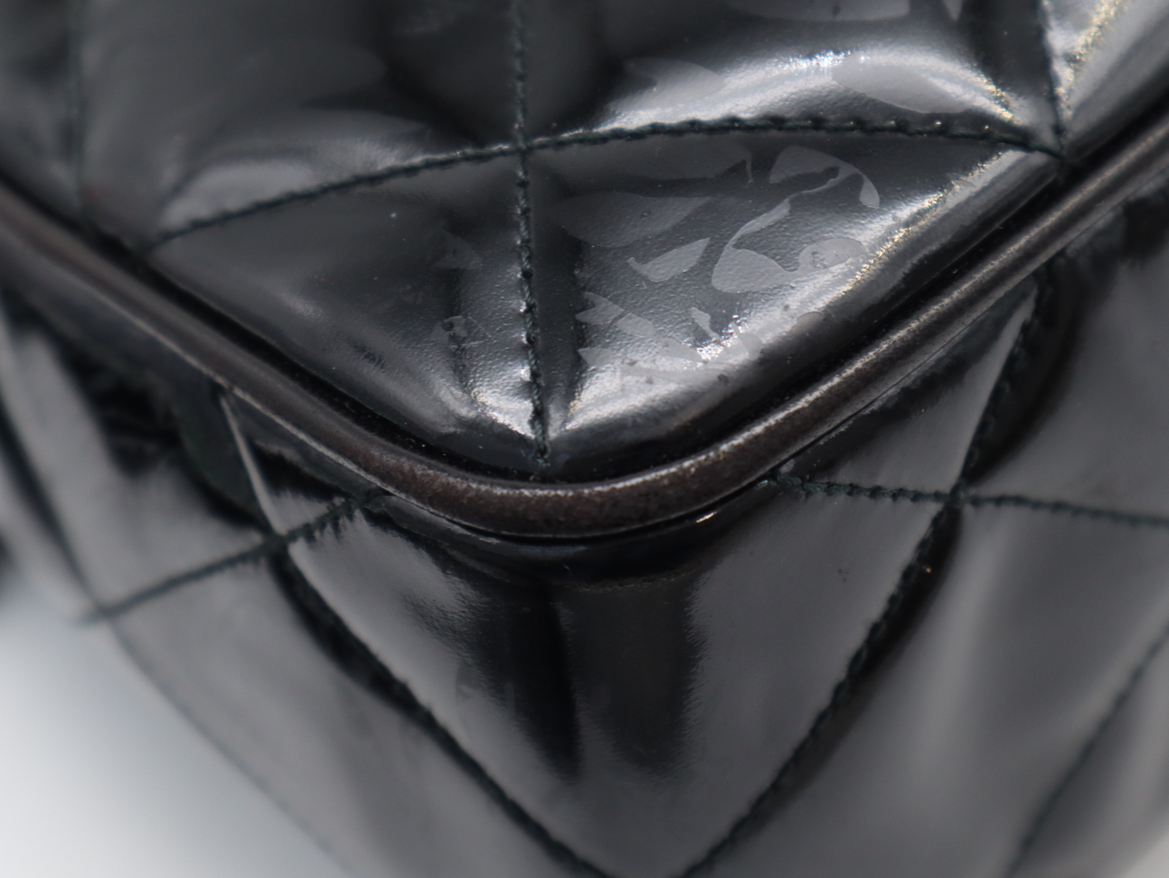 Patent Leather Matelassé Shoulder Bag with Gold Hardware, Black Seal, 3842843 Shoulder Bag — view 9