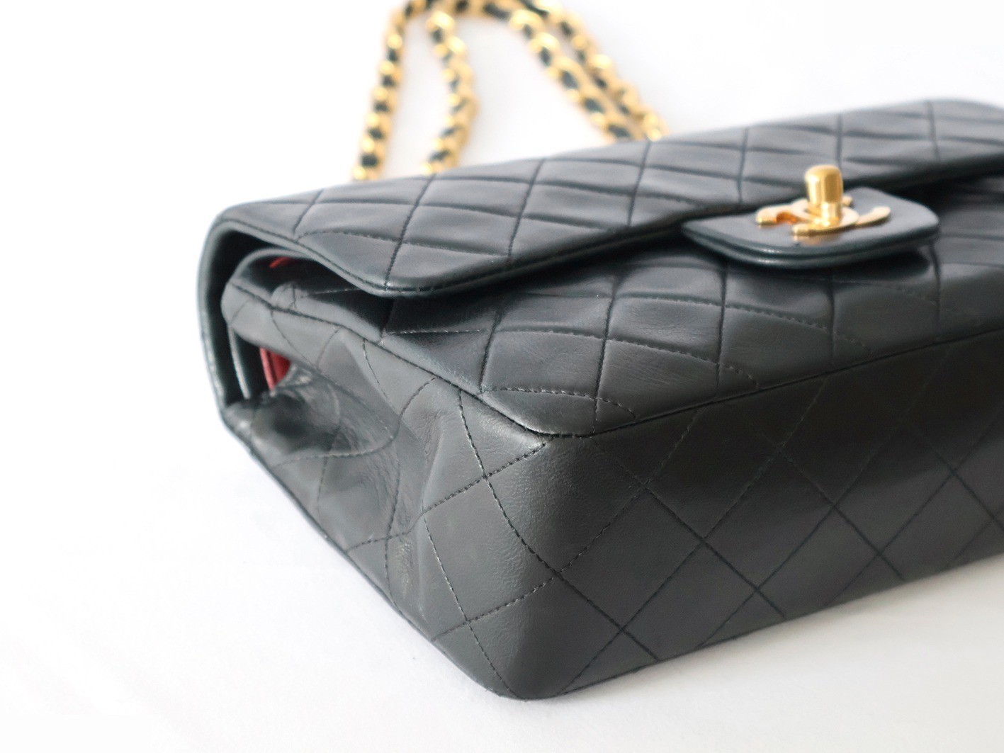 Matelassé 23 Lambskin Double Flap Double Chain Shoulder Bag, Black — view 3