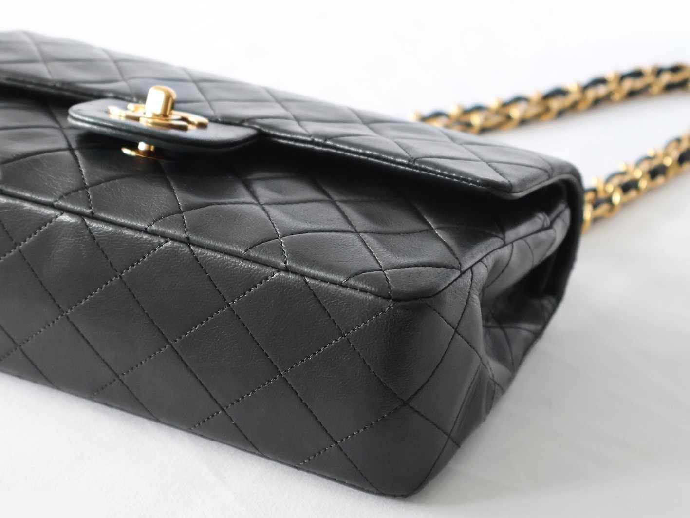 Matelassé 23 Lambskin Double Flap Double Chain Shoulder Bag, Black — view 4