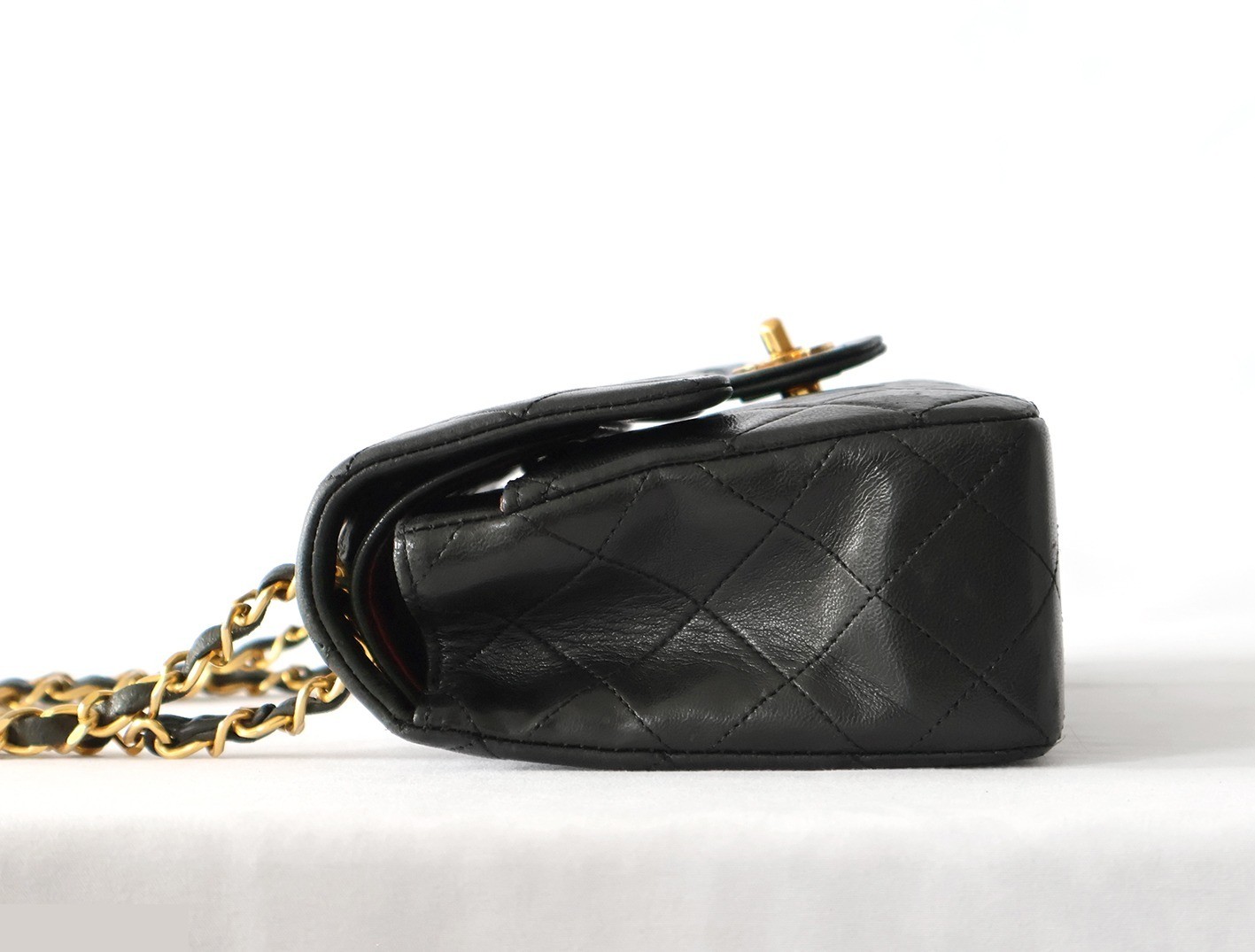 Matelassé 23 Lambskin Double Flap Double Chain Shoulder Bag, Black — view 6