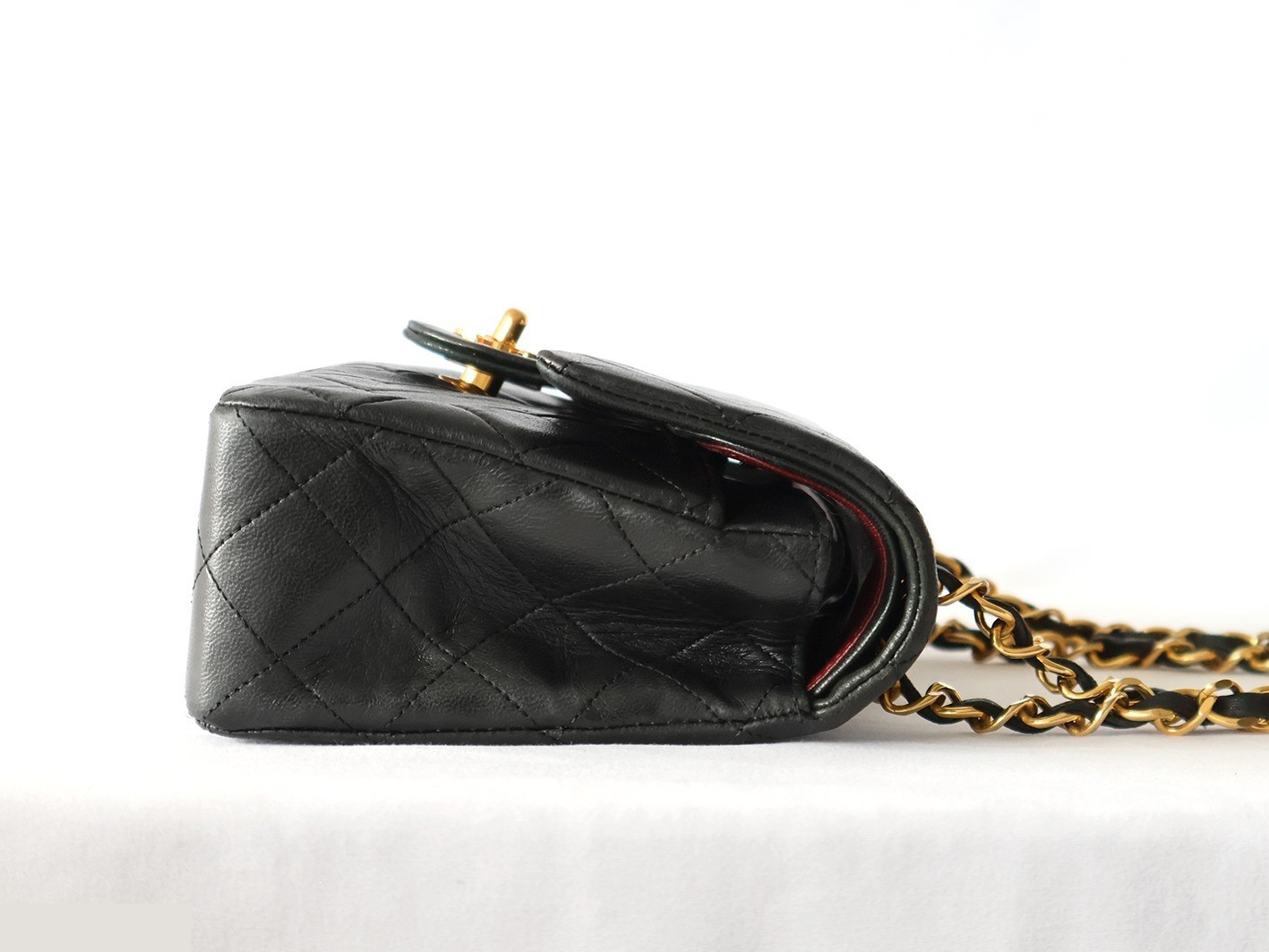 Matelassé 23 Lambskin Double Flap Double Chain Shoulder Bag, Black — view 7