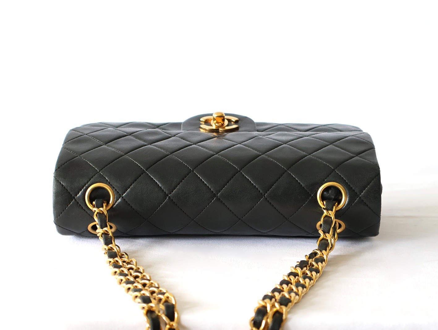 Matelassé 23 Lambskin Double Flap Double Chain Shoulder Bag, Black — view 8
