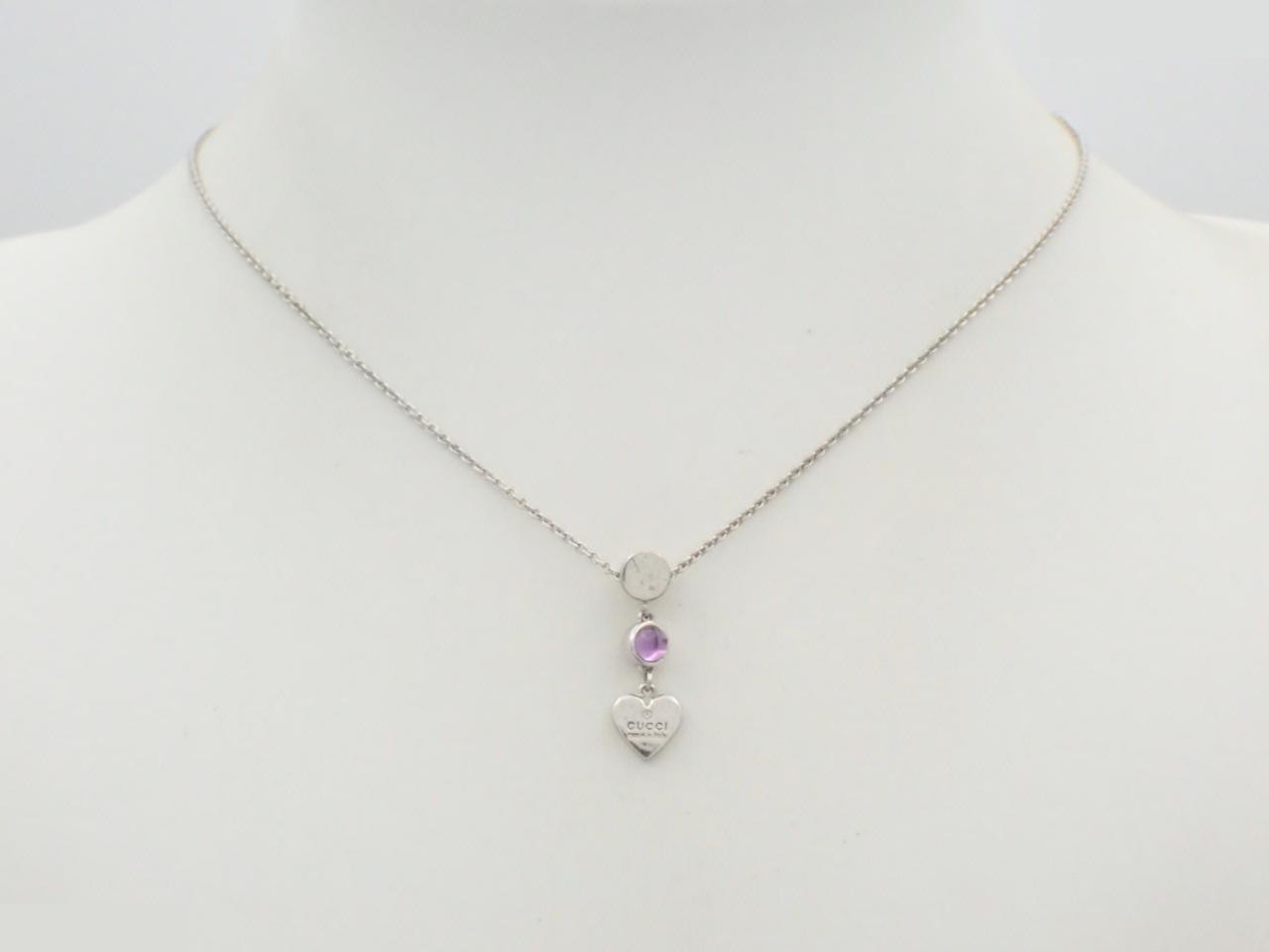 heart necklace with amethyst, chain approximately 40cm, 925 sterling silver, 6.4g — view 3