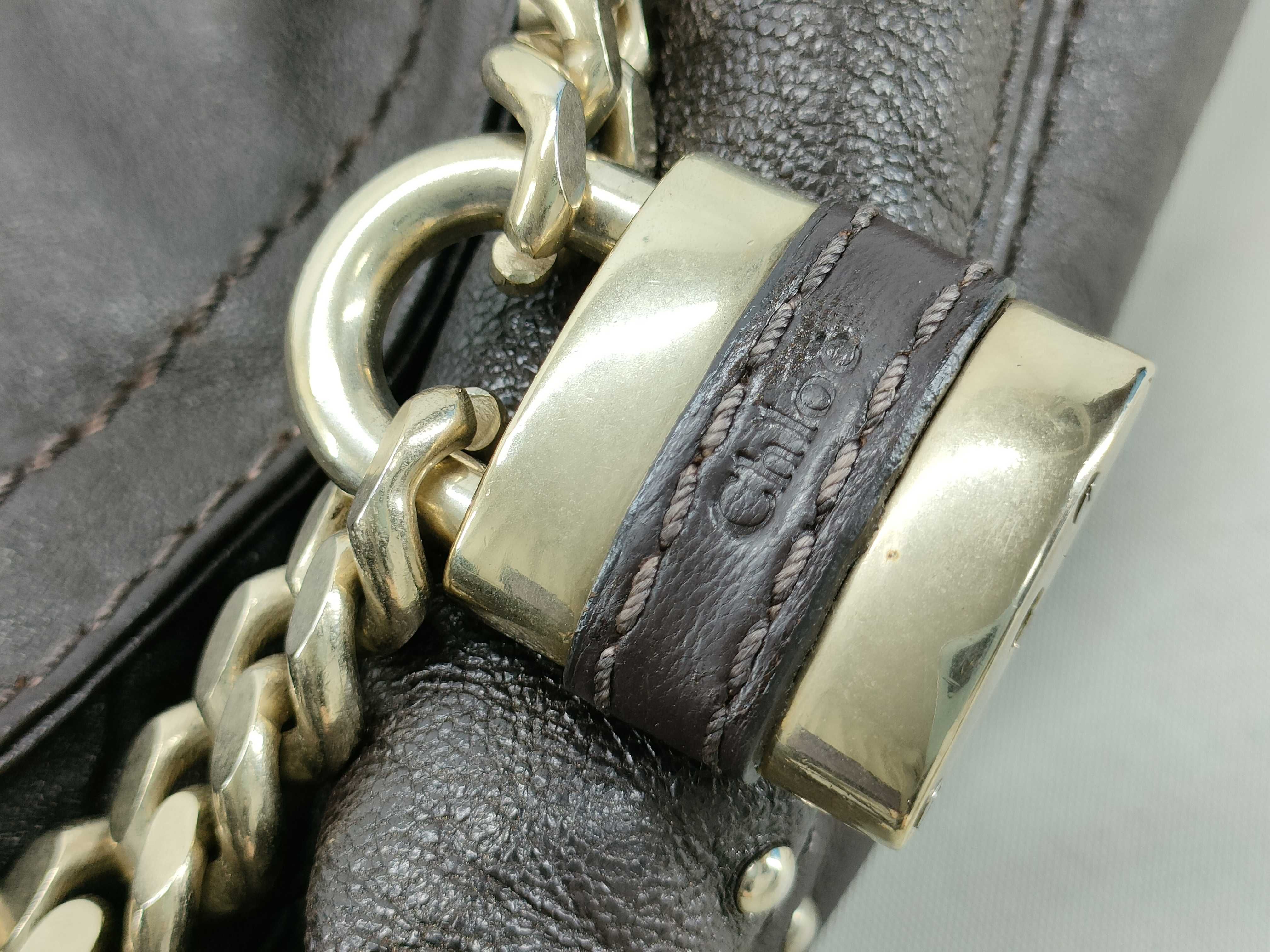 Paddington handbag, chain leather, dark brown handbag — view 13