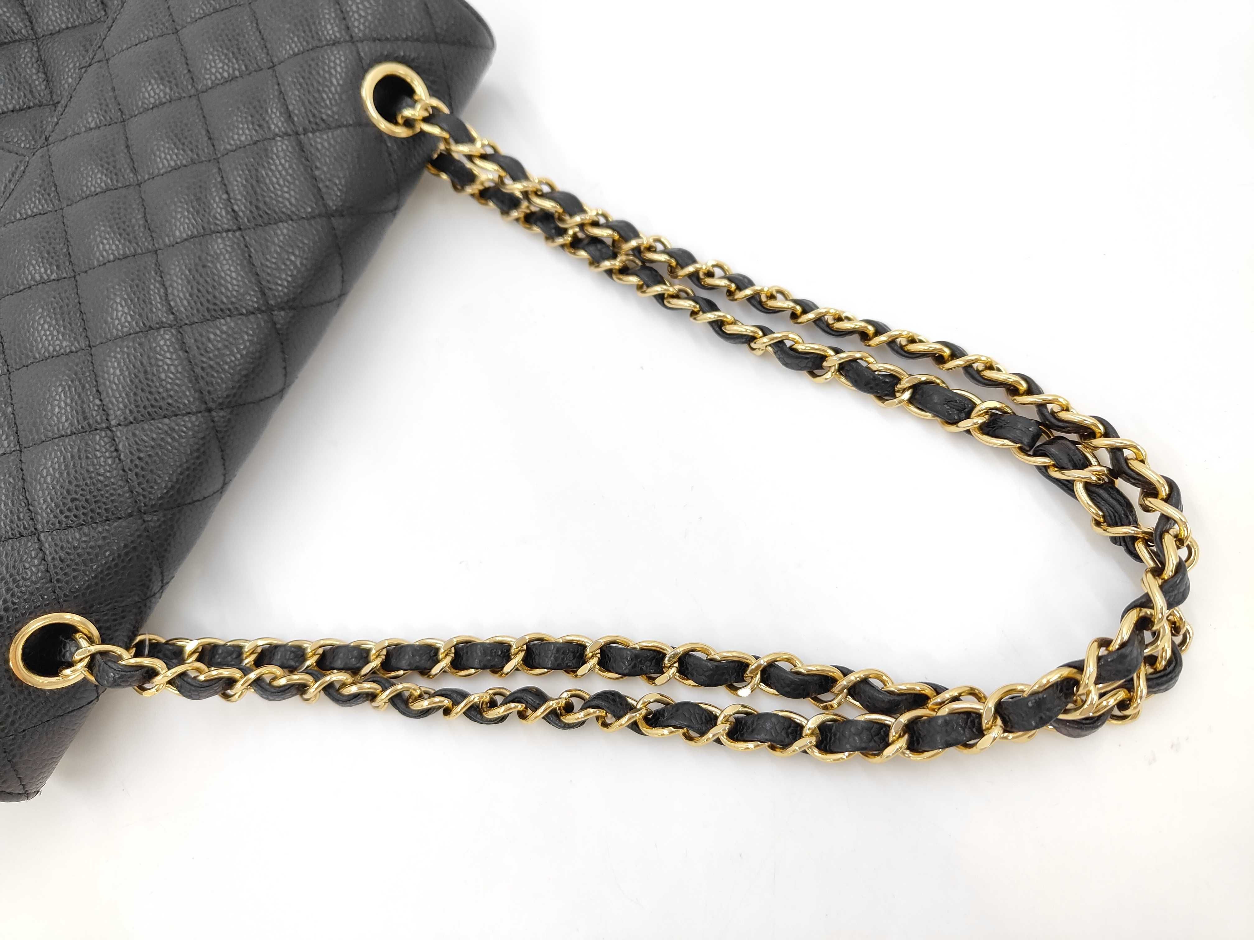 Matelassé 25 Caviar Skin Black Double Flap Shoulder Bag (Serial Number 20s) — view 3