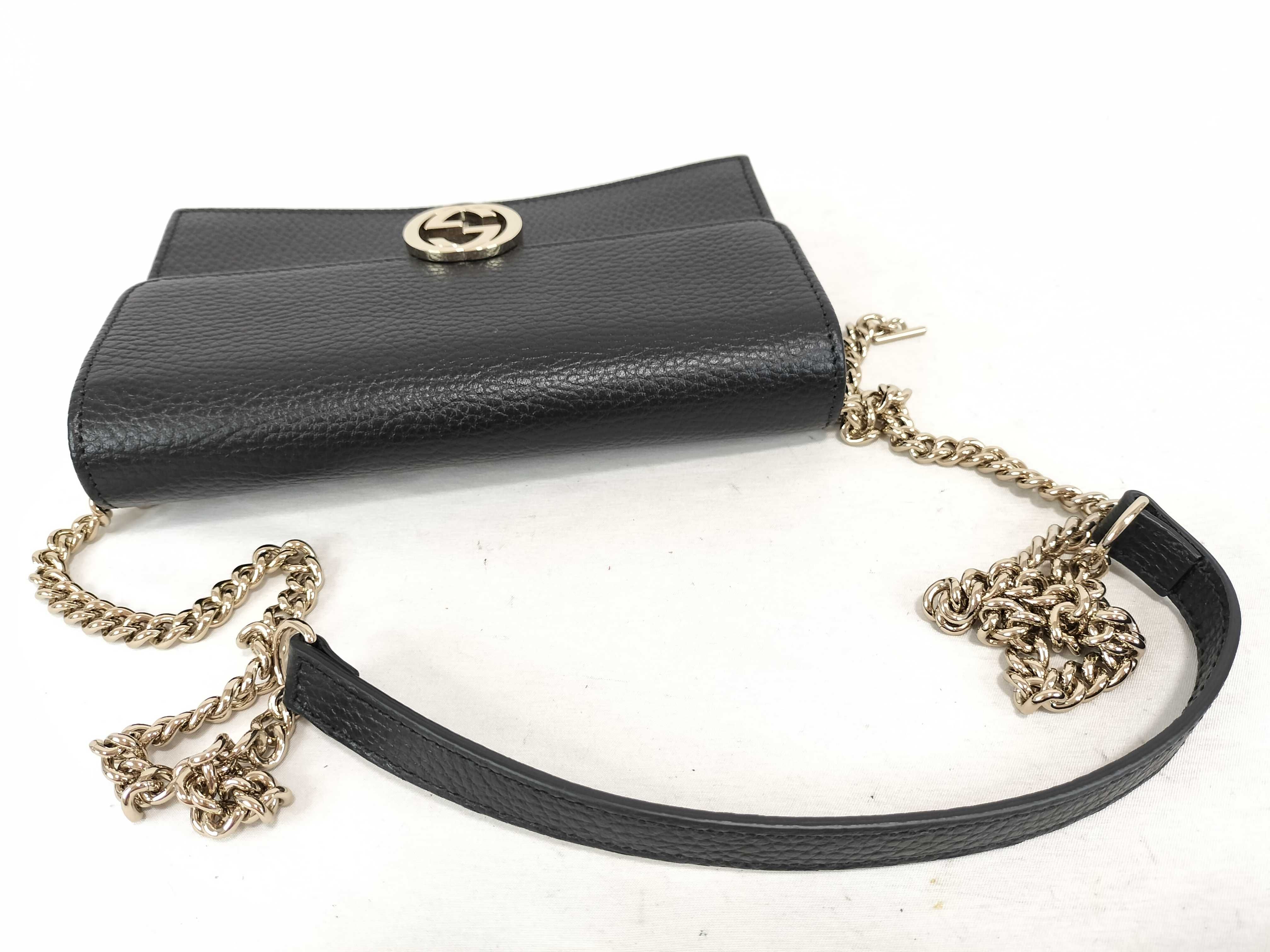 Interlocking G Leather Chain Wallet Black 615523 Shoulder Bag — view 3
