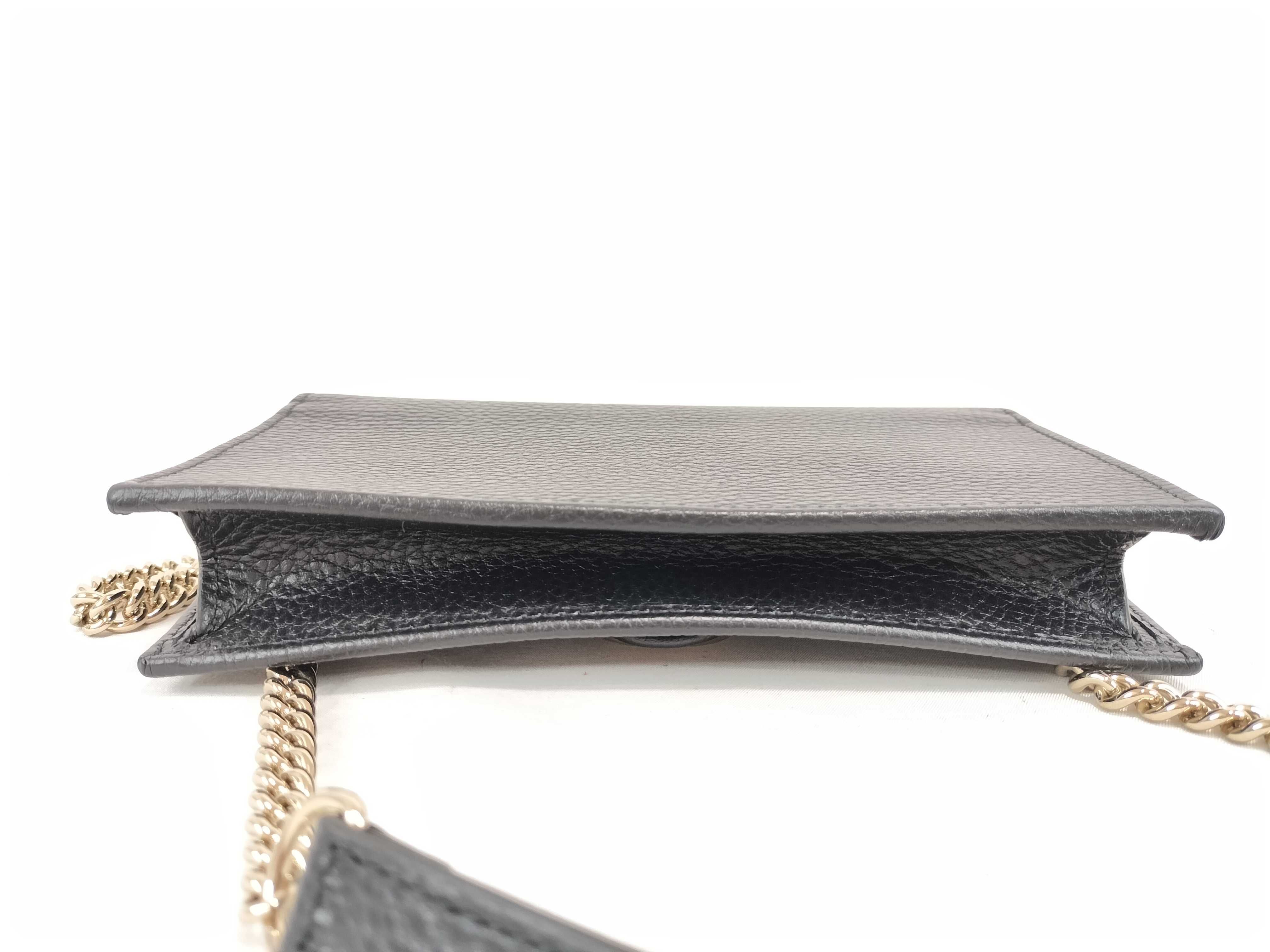 Interlocking G Leather Chain Wallet Black 615523 Shoulder Bag — view 7
