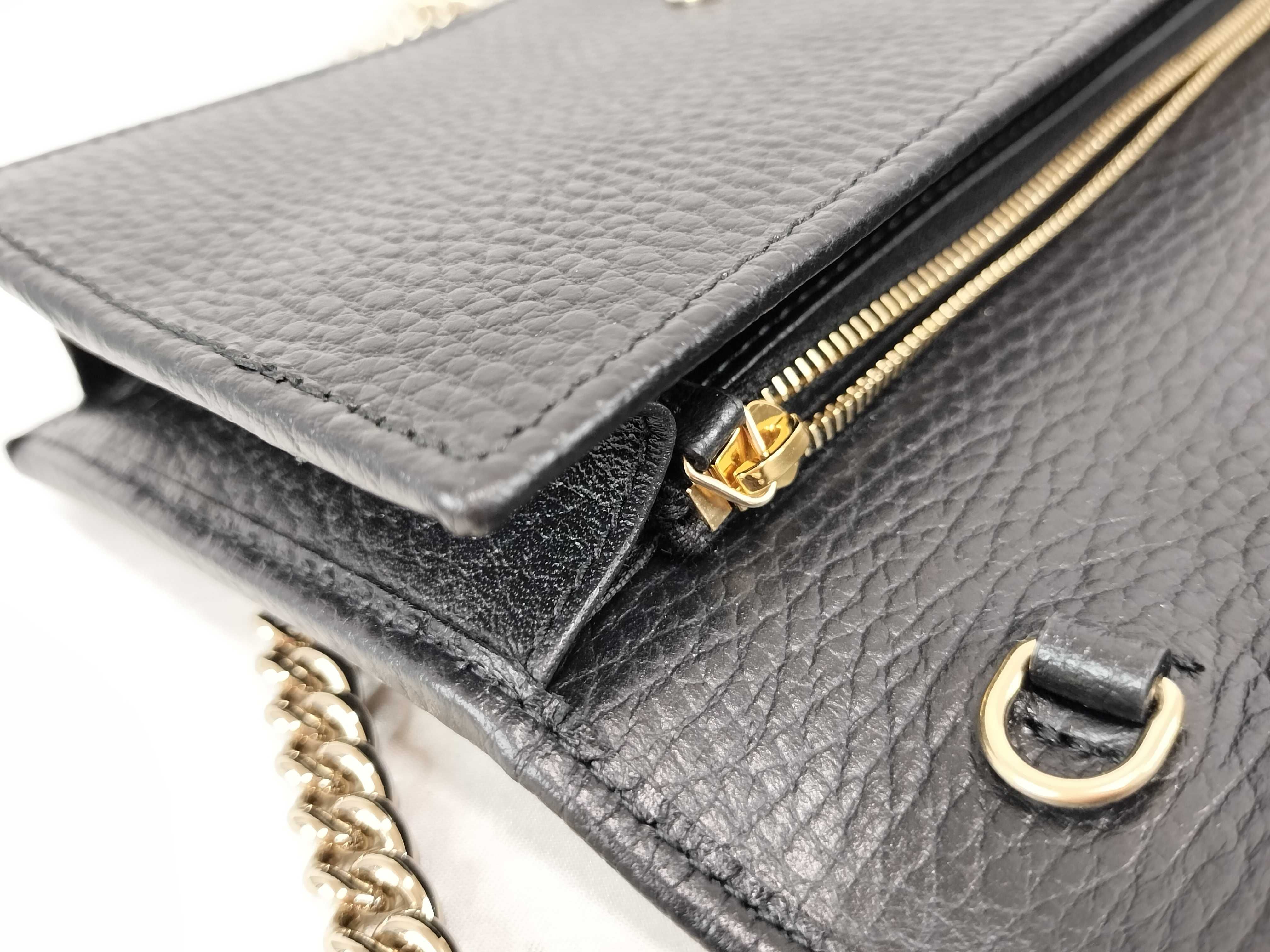 Interlocking G Leather Chain Wallet Black 615523 Shoulder Bag — view 9