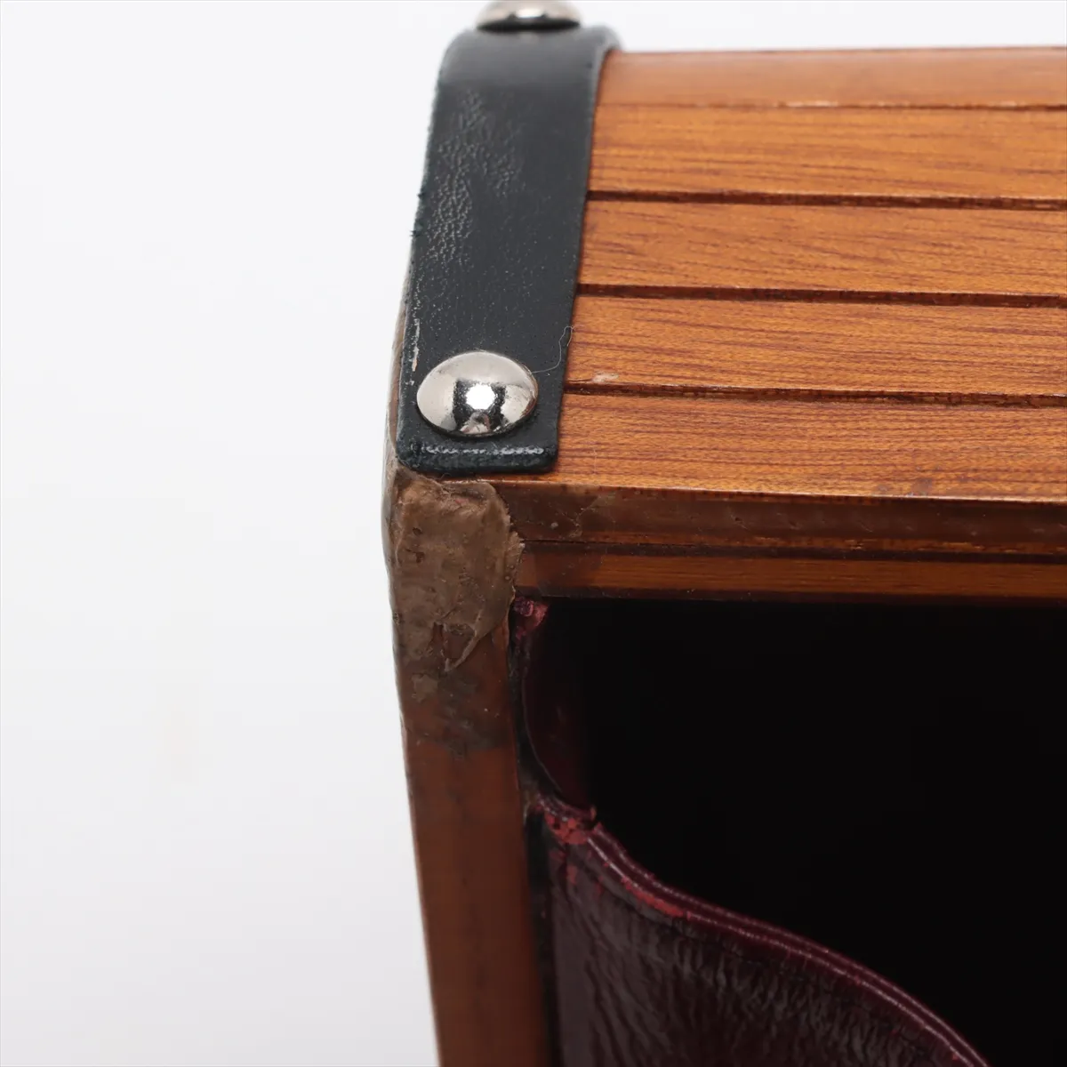 [Individually wrapped] Chanel Cocomark Wood x Leather Vanity Bag Brown Silver Hardware External Repair Available — view 9