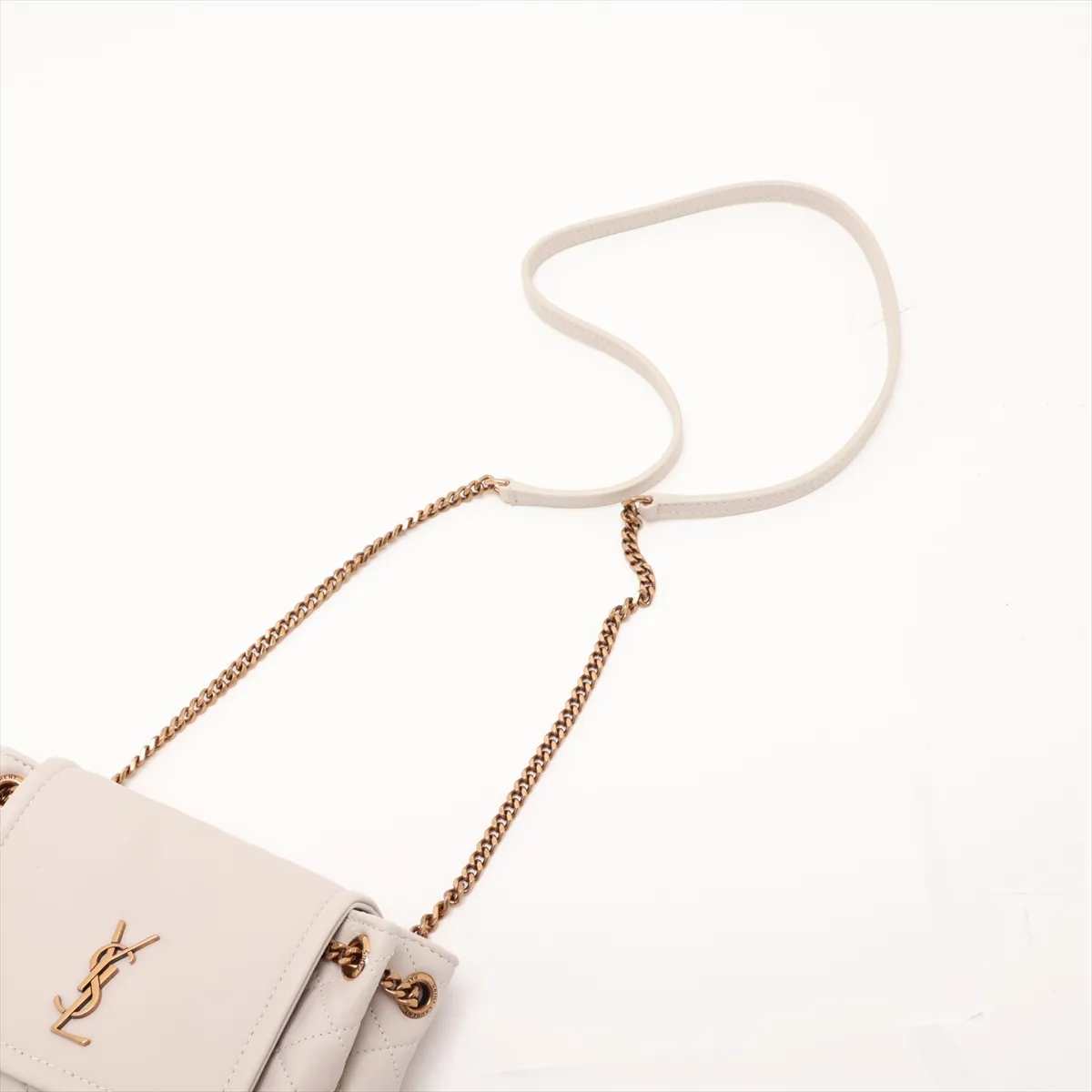 Mini Nolita Leather Chain Shoulder Bag, Beige, 672738 — view 5