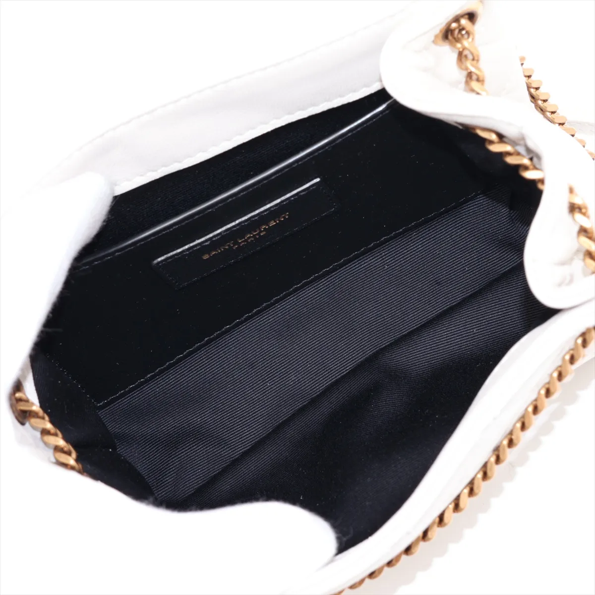 Mini Nolita Leather Chain Shoulder Bag, Beige, 672738 — view 6