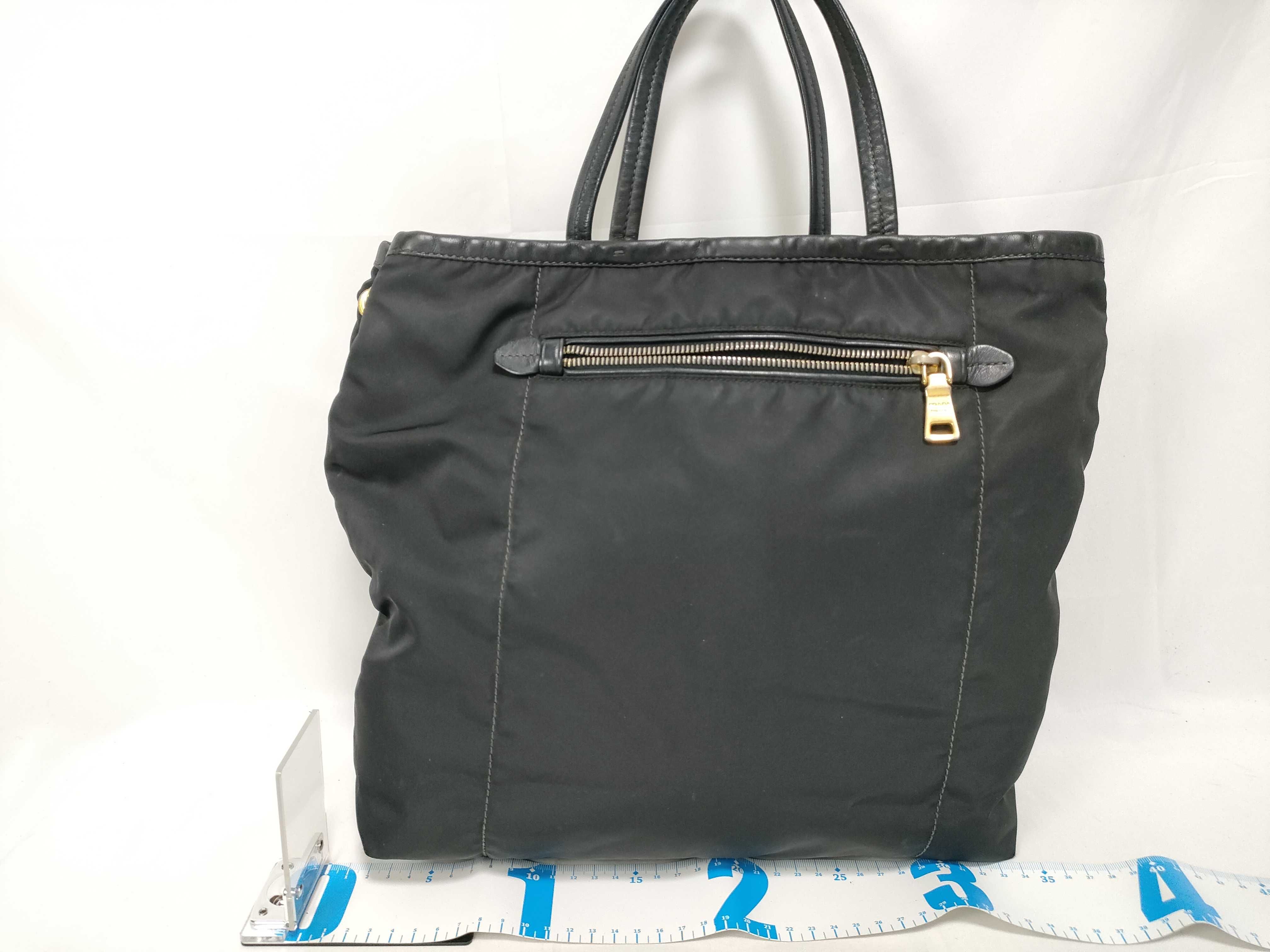 bag, nylon and leather, black handbag — view 2
