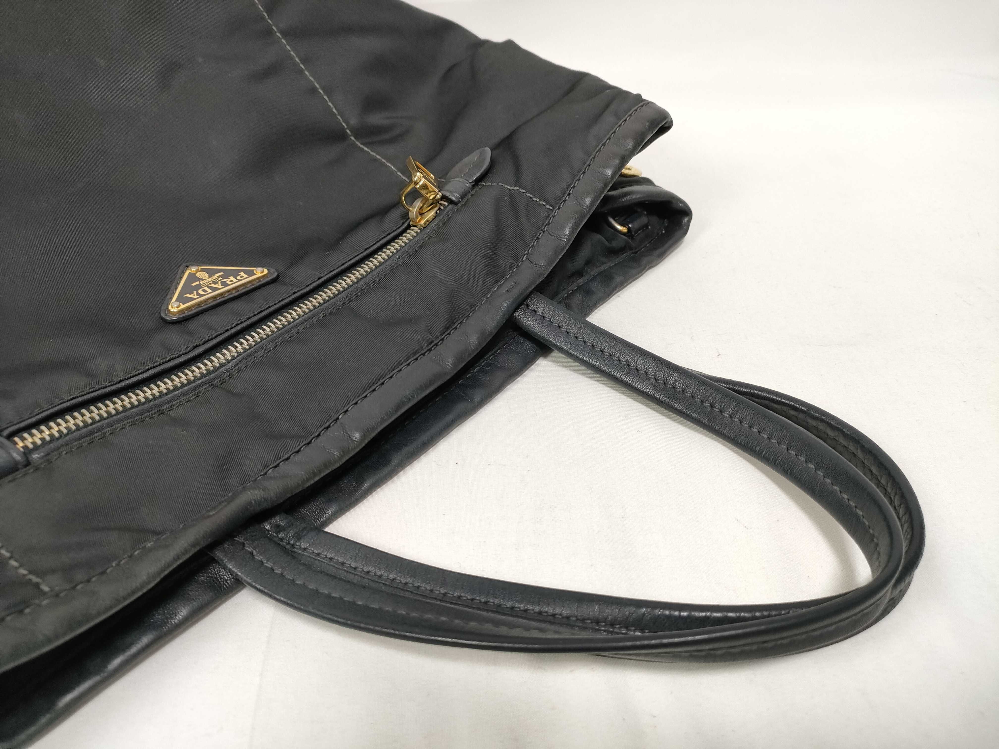 bag, nylon and leather, black handbag — view 9