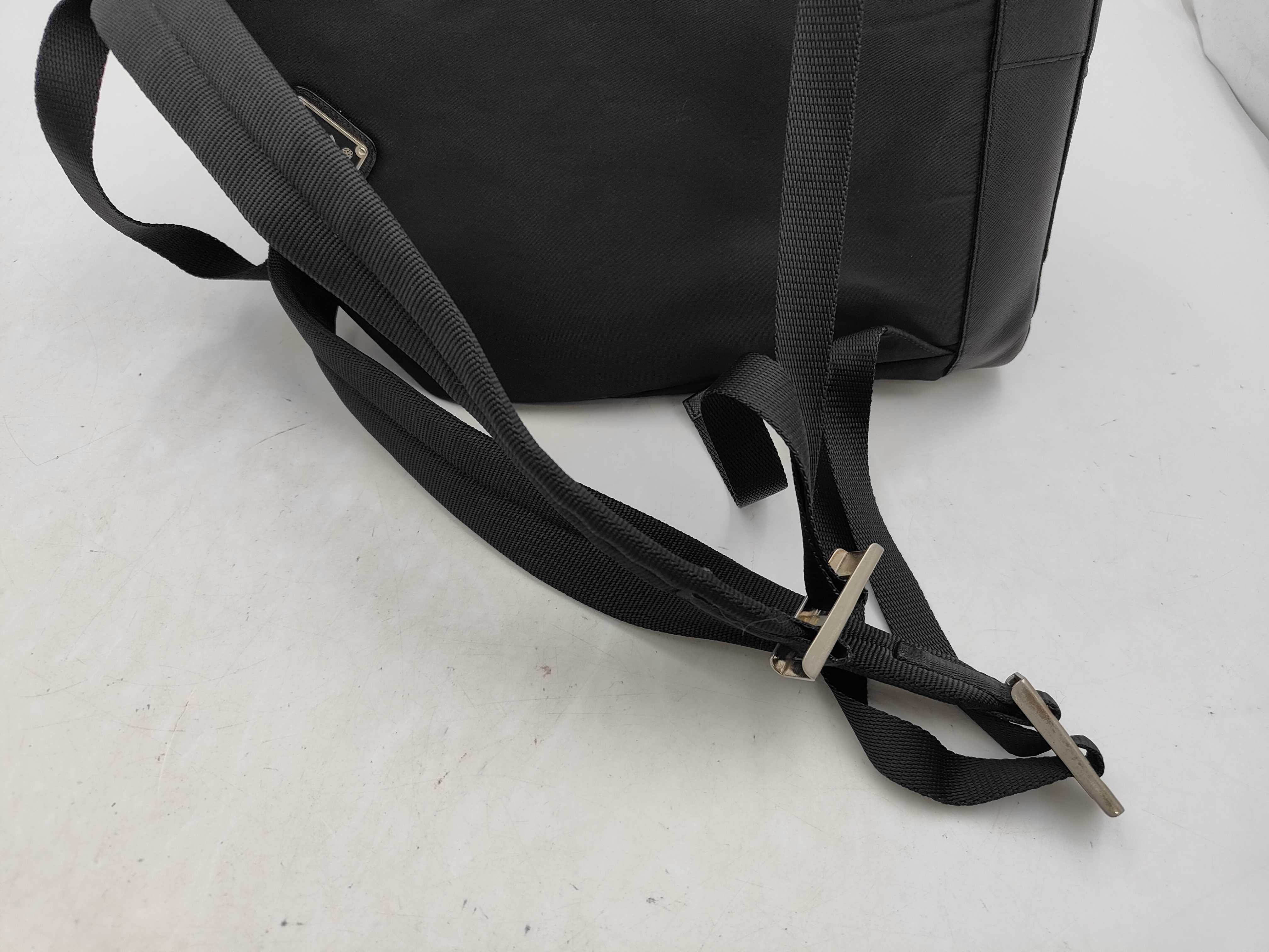 Nylon Prada Backpack with Triangle Plate, Nylon Leather, Black Backpack — view 3