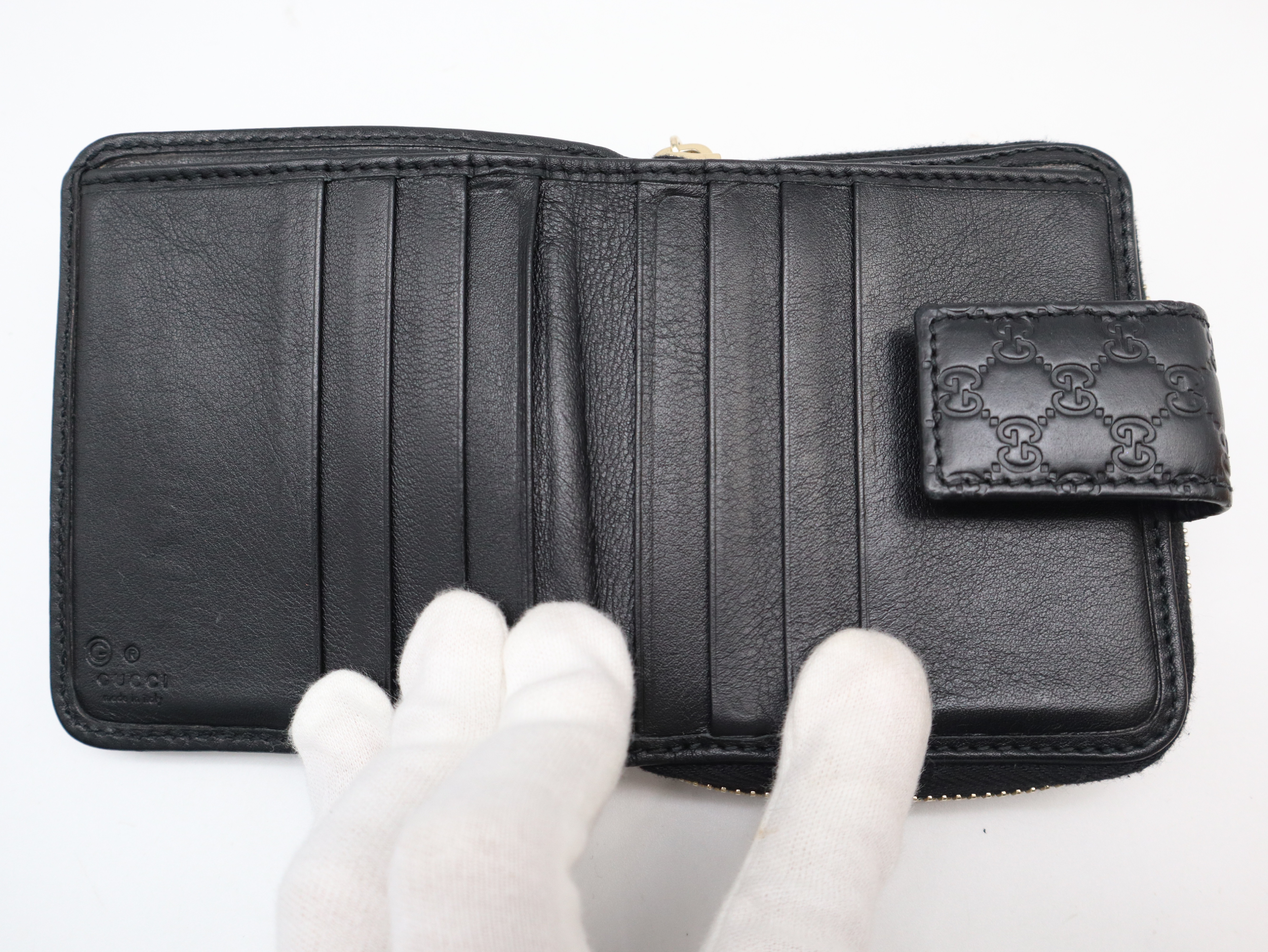 449395 Microguccissima Compact Wallet, Black, with Box and Dust Bag. — view 8
