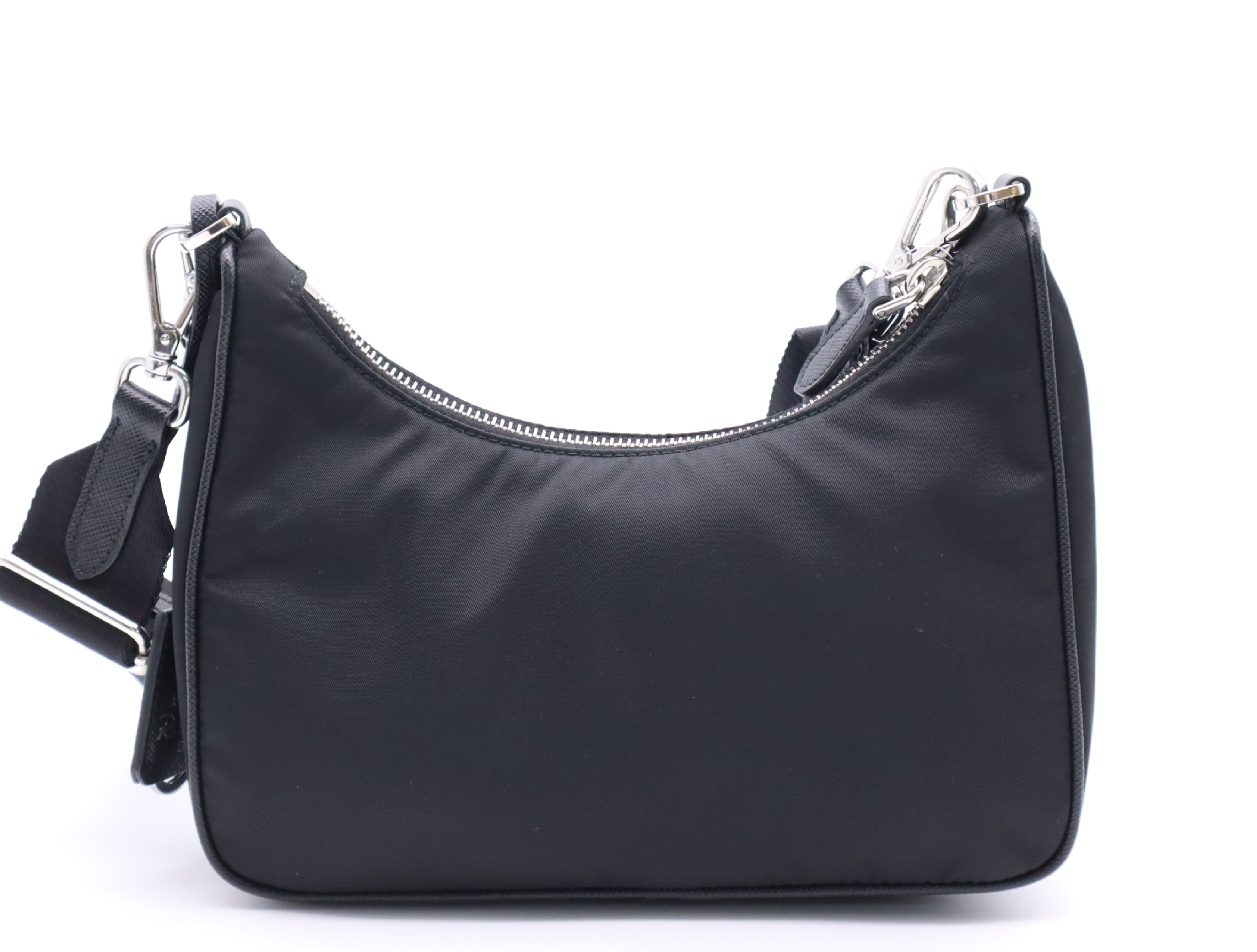 Nylon Re-Edition 2005 Shoulder Bag, Black, with 2 Shoulder Straps, Clochette, and Pouch. — view 2