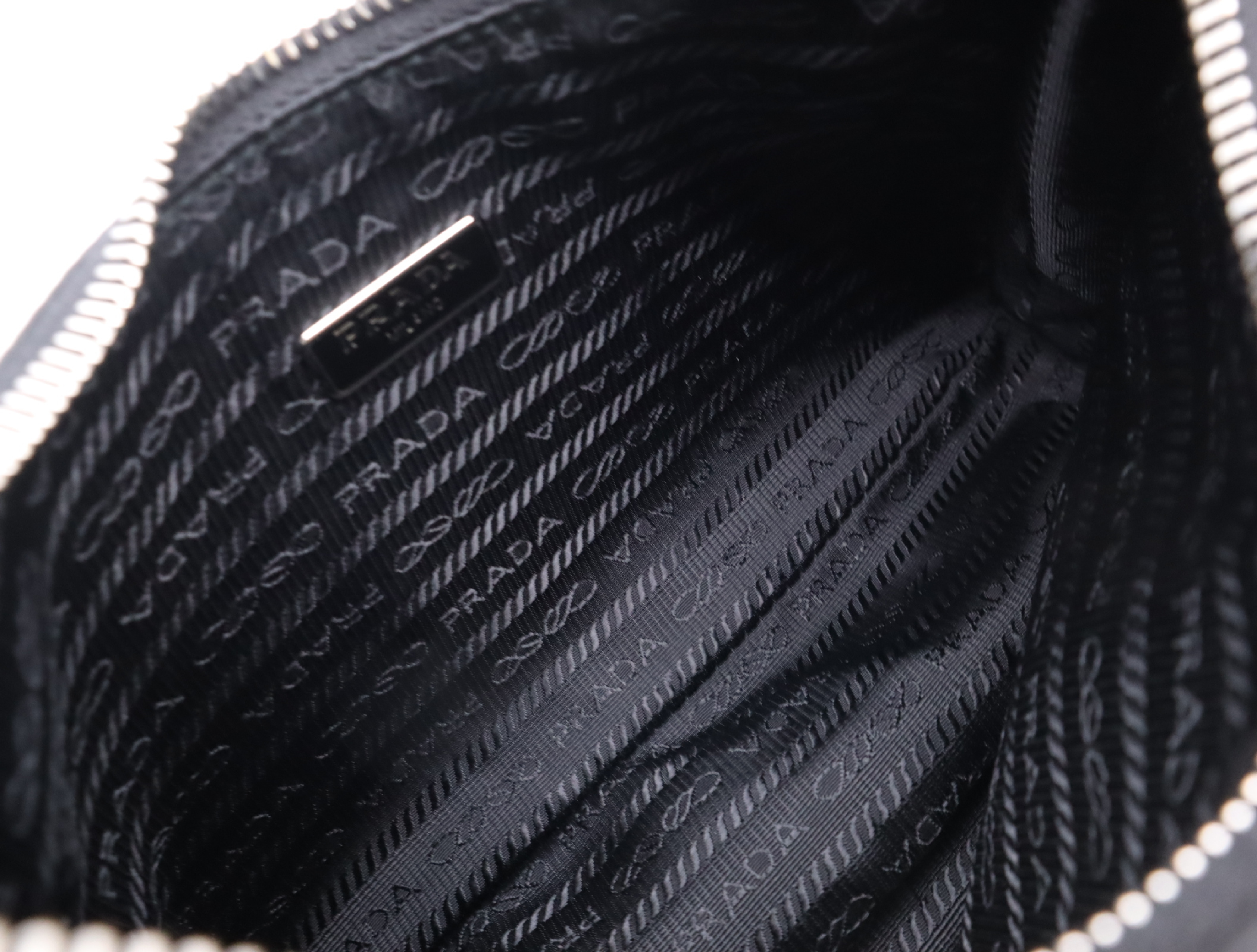 Nylon Re-Edition 2005 Shoulder Bag, Black, with 2 Shoulder Straps, Clochette, and Pouch. — view 12