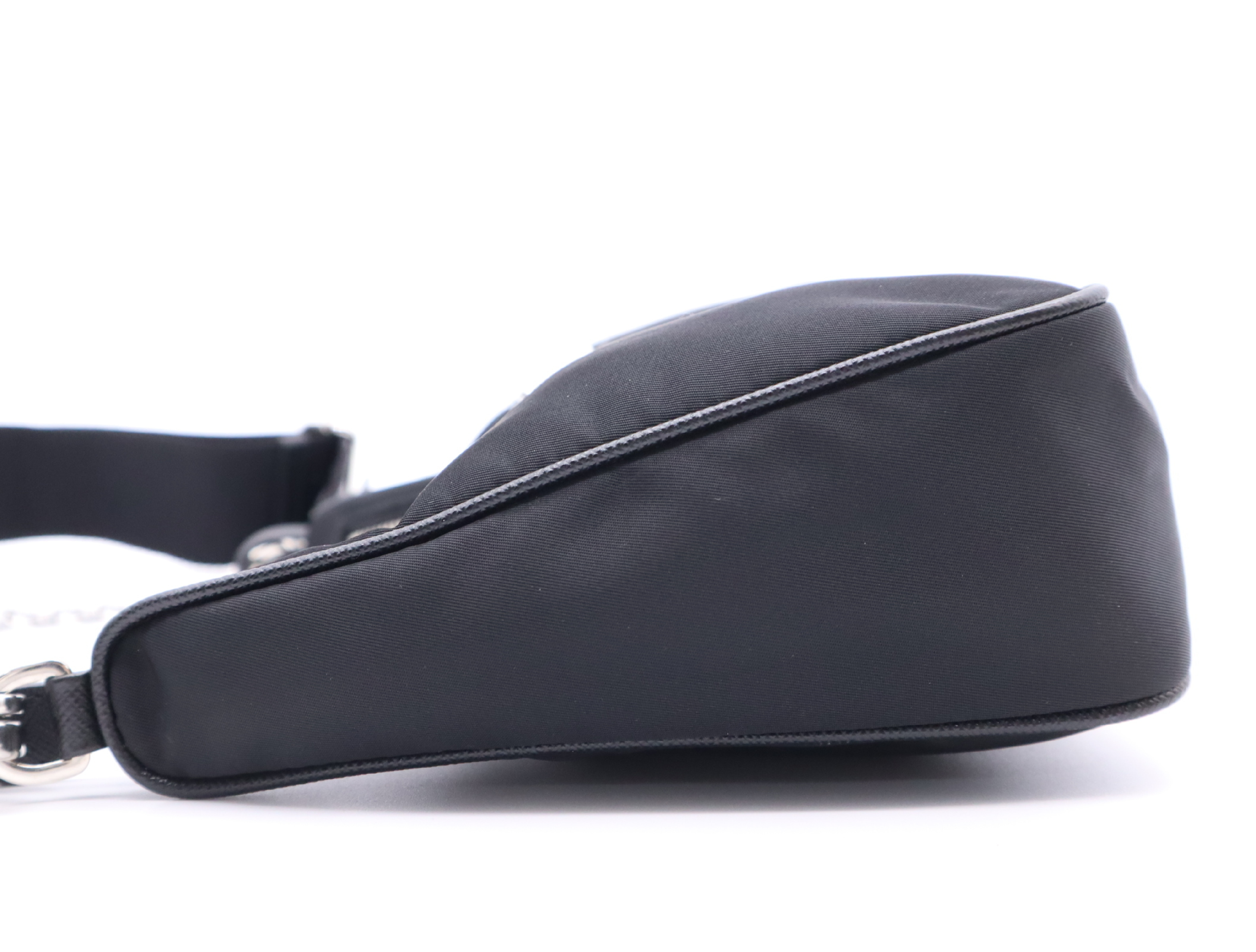 Nylon Re-Edition 2005 Shoulder Bag, Black, with 2 Shoulder Straps, Clochette, and Pouch. — view 3