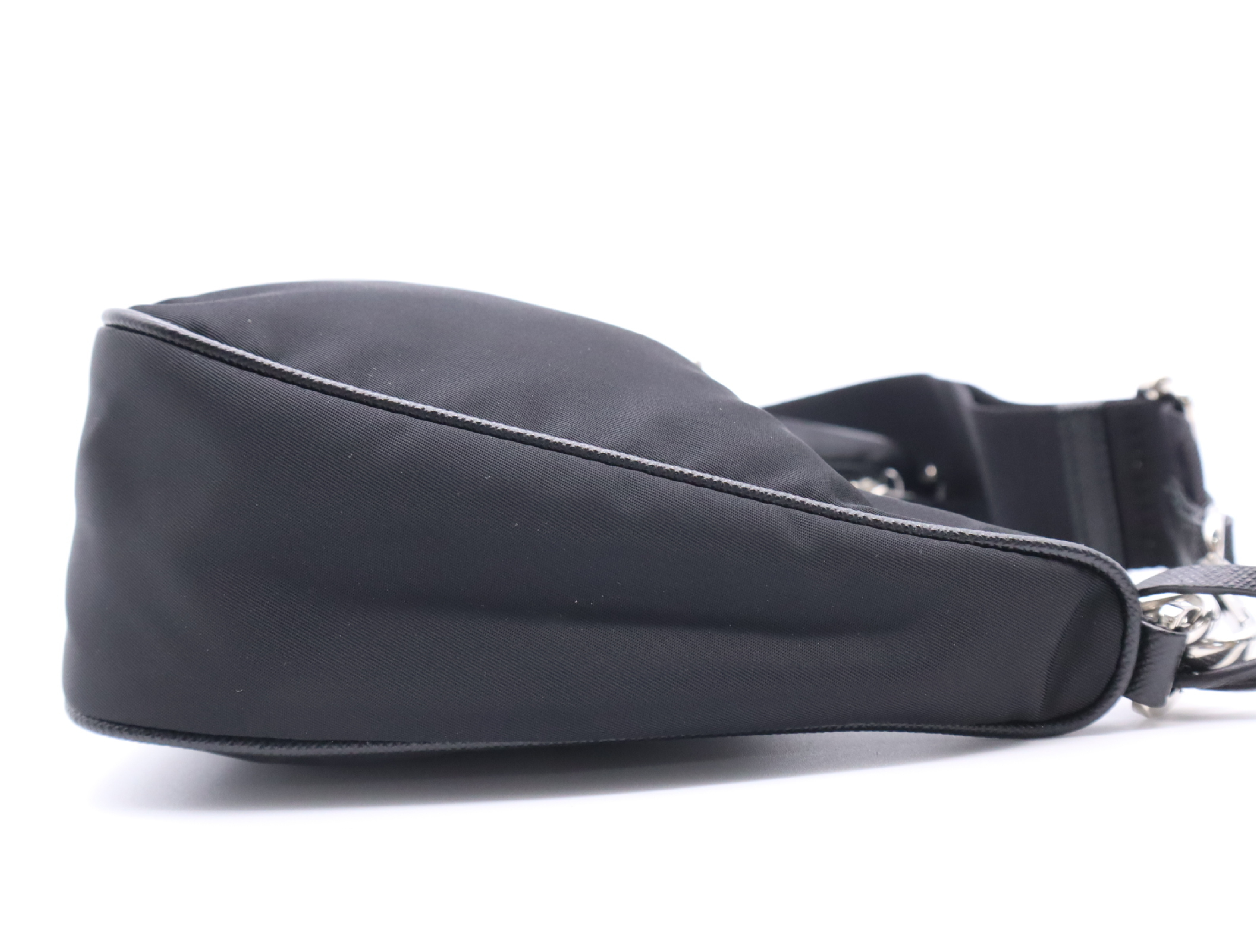 Nylon Re-Edition 2005 Shoulder Bag, Black, with 2 Shoulder Straps, Clochette, and Pouch. — view 5