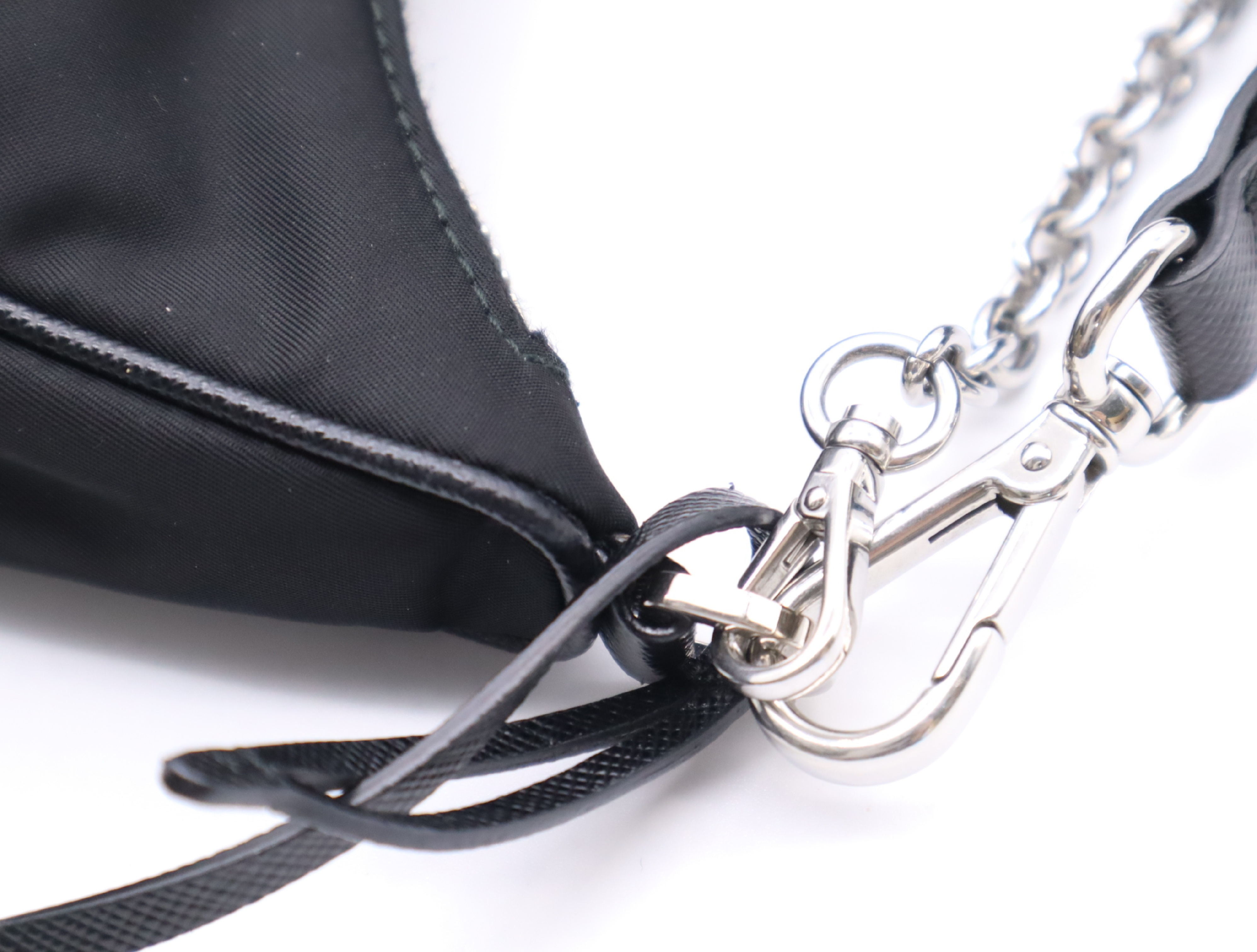 Nylon Re-Edition 2005 Shoulder Bag, Black, with 2 Shoulder Straps, Clochette, and Pouch. — view 8
