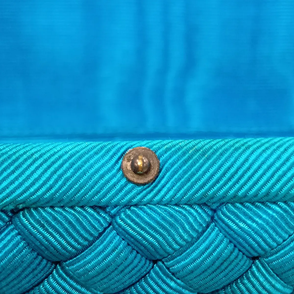 Intrecciato Satin Clutch Bag, Blue — view 8