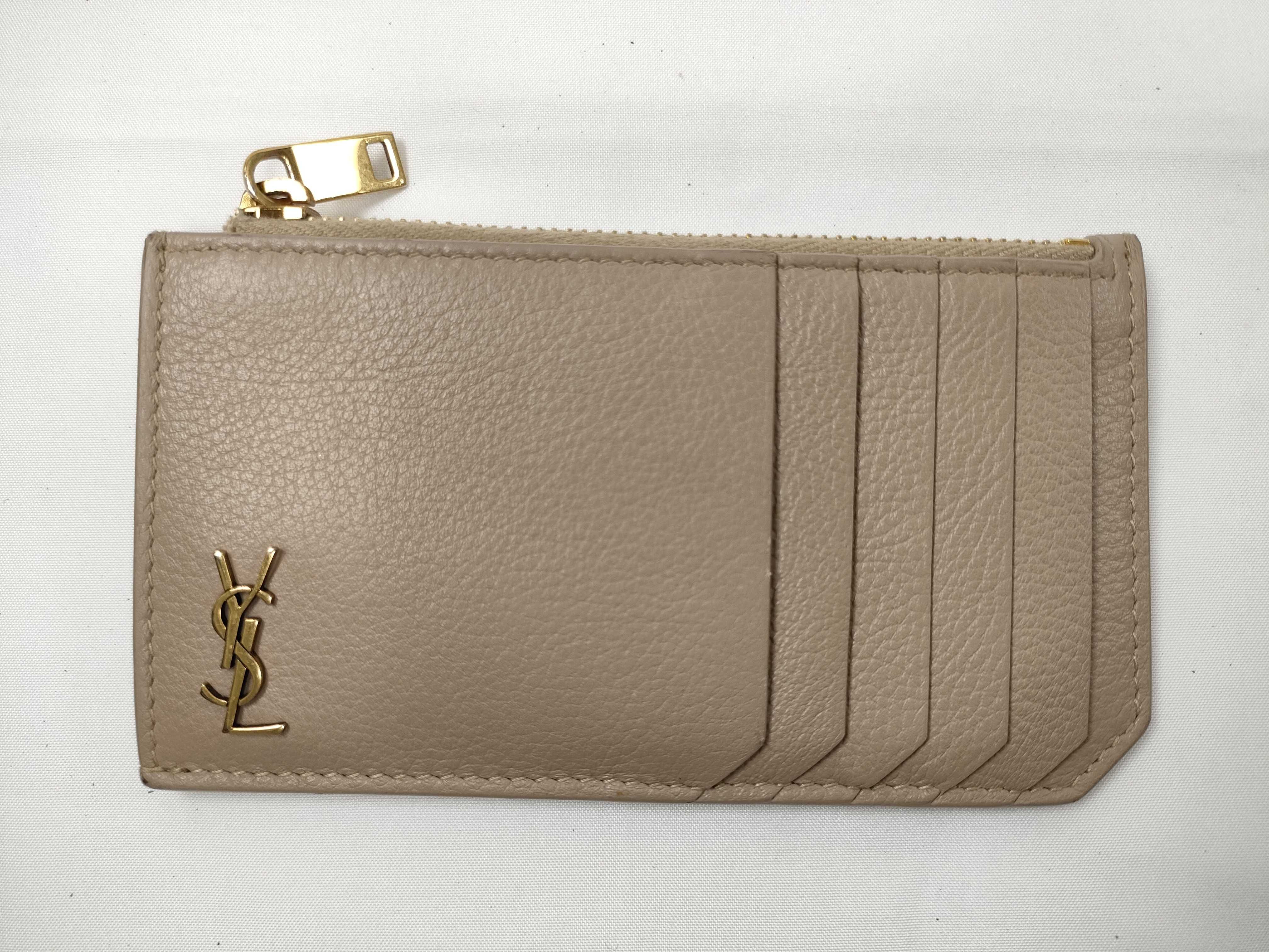 Wallet, Saint Laurent YSL Card Case, Coin Purse, Beige Coin Purse