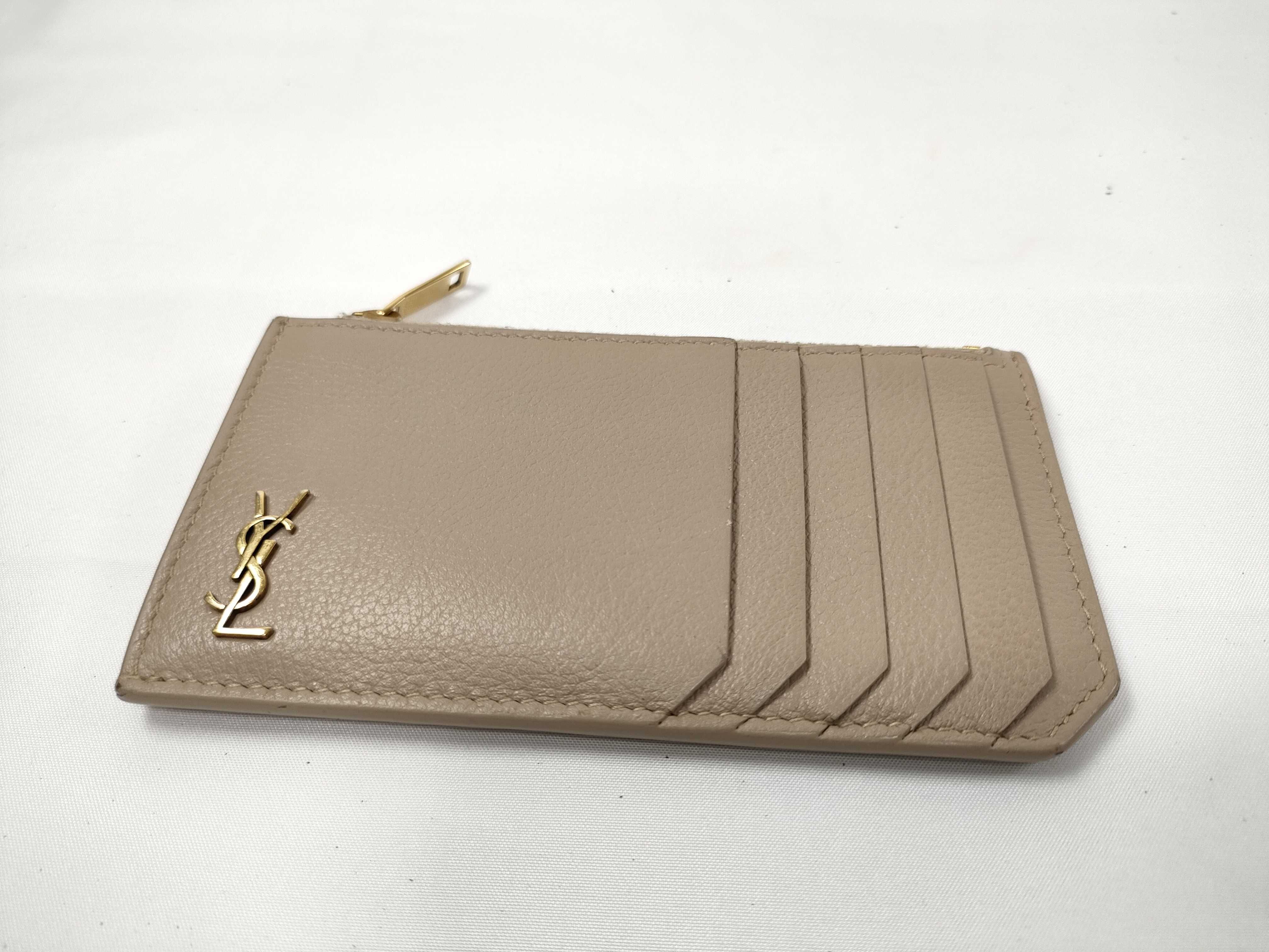 Wallet, Saint Laurent YSL Card Case, Coin Purse, Beige Coin Purse — view 3