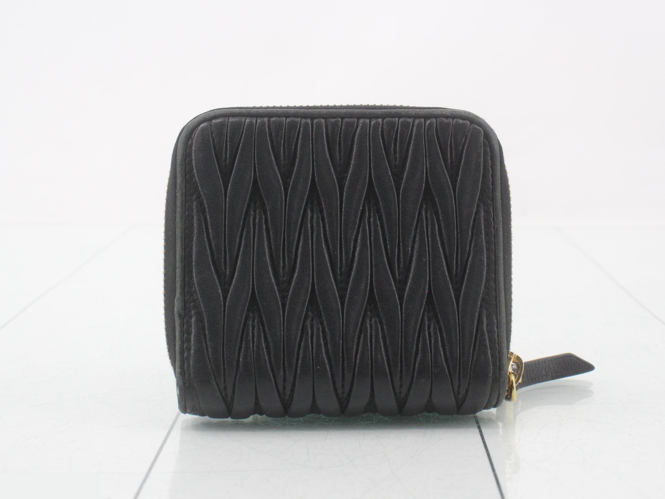 Matelassé Compact Wallet, Black — view 2
