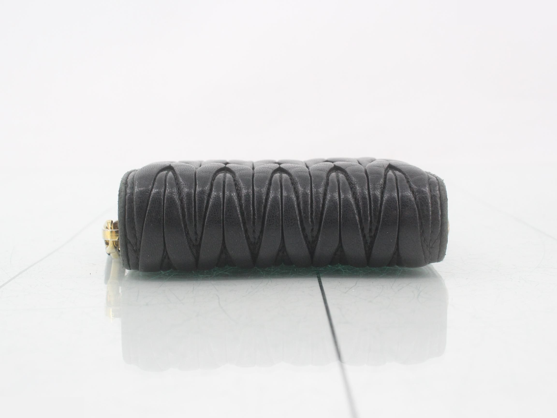 Matelassé Compact Wallet, Black — view 3