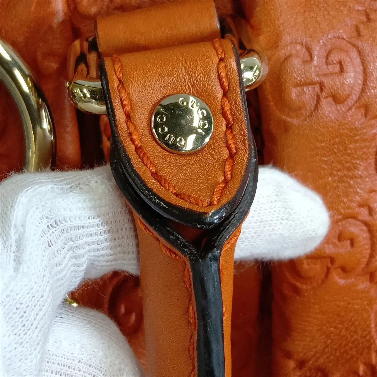 Guccissima Sukey Leather 2-Way Handbag, Orange, 247902 — view 13
