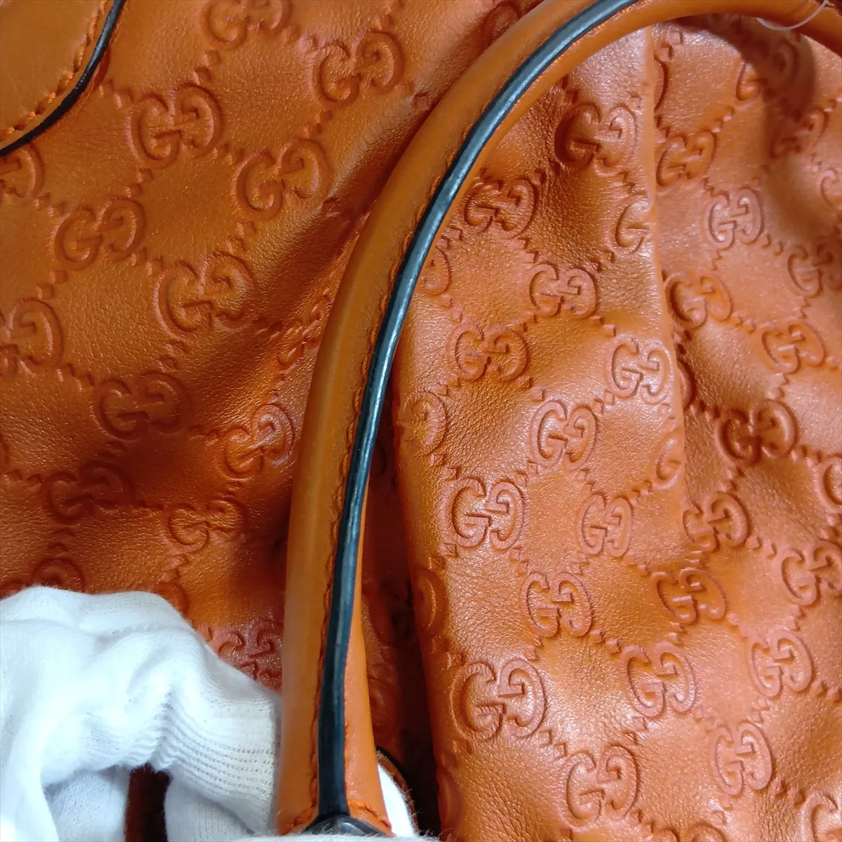 Guccissima Sukey Leather 2-Way Handbag, Orange, 247902 — view 15