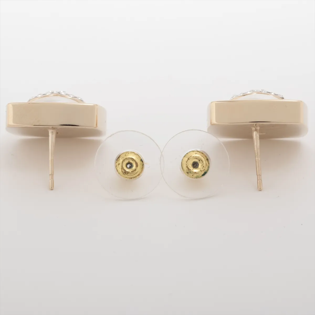 Coco Mark Logo B23S Earrings (Pair) GP x Rhinestone x Faux Pearl Gold — view 4